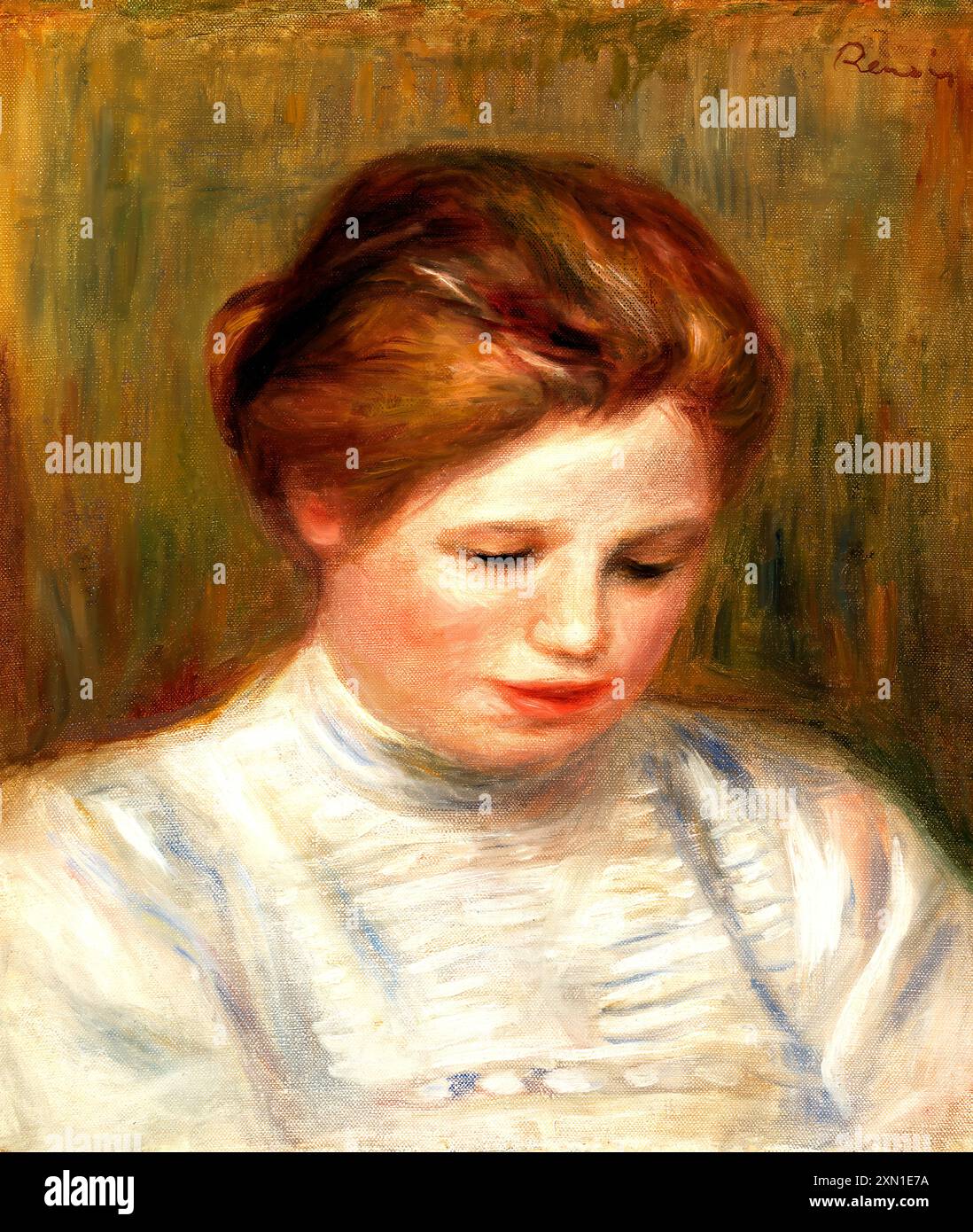 Head also called Etude de brodeuse by Pierre-Auguste Renoir. This