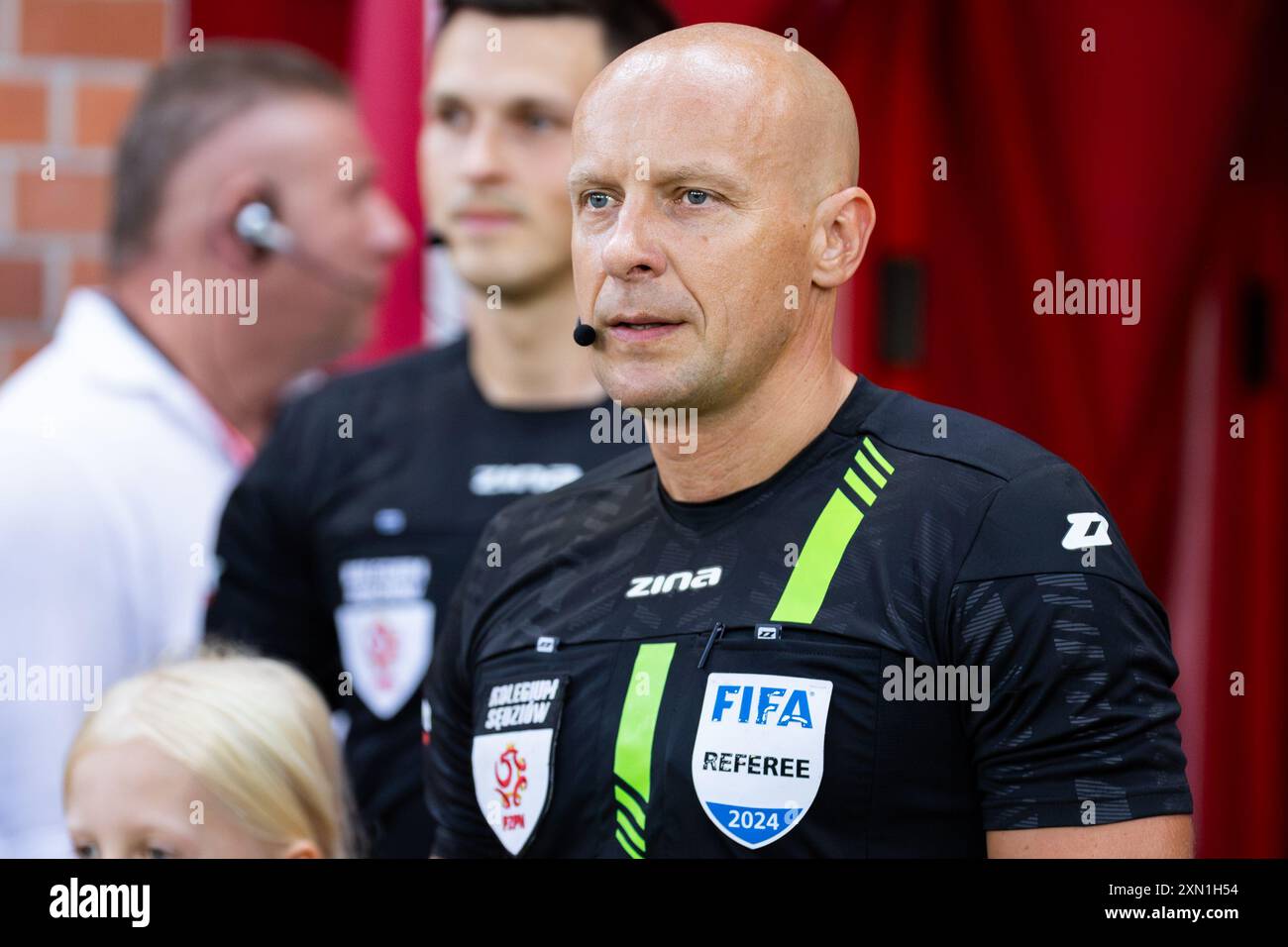 Referee Szymon Marciniak seen in action during the Polish PKO Ekstraklasa League match between Widzew Lodz and Lech Poznan at Widzew Lodz Municipal Stadium. Final score; Widzew Lodz 2:1 Lech Poznan. Stock Photo