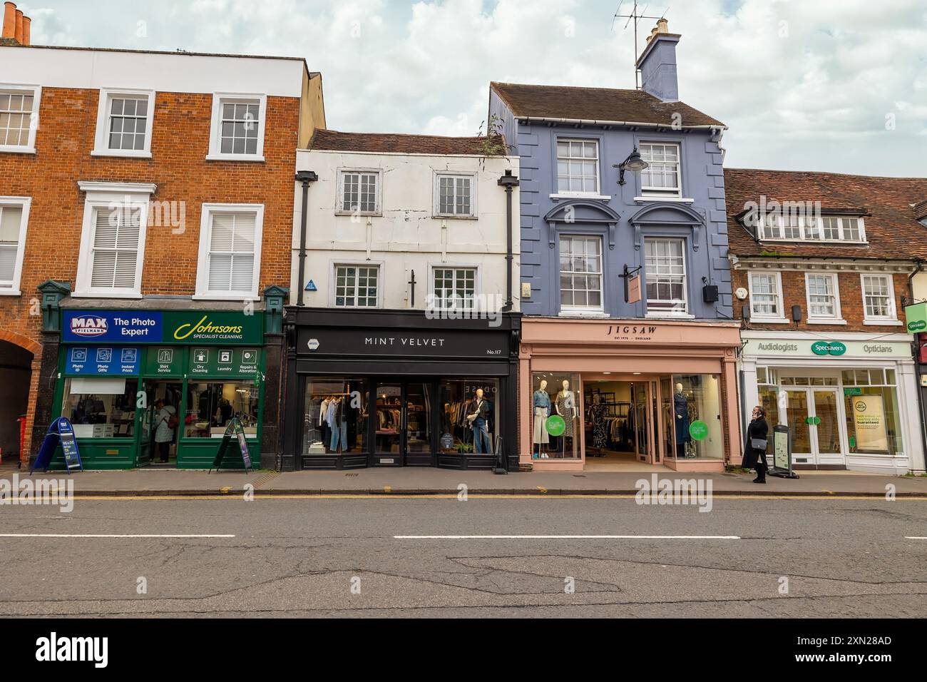 Shops in Farnham, Surrey, England. Stock Photo