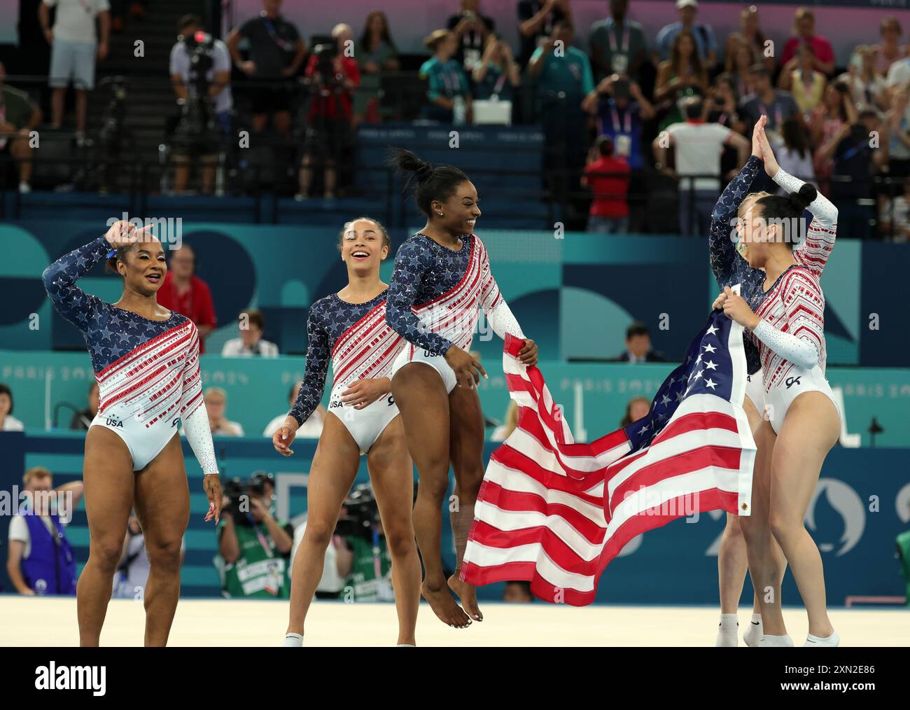 PARIS, FRANCE JULY 30 Simone Biles , Hezly Rivera , Jade Carey