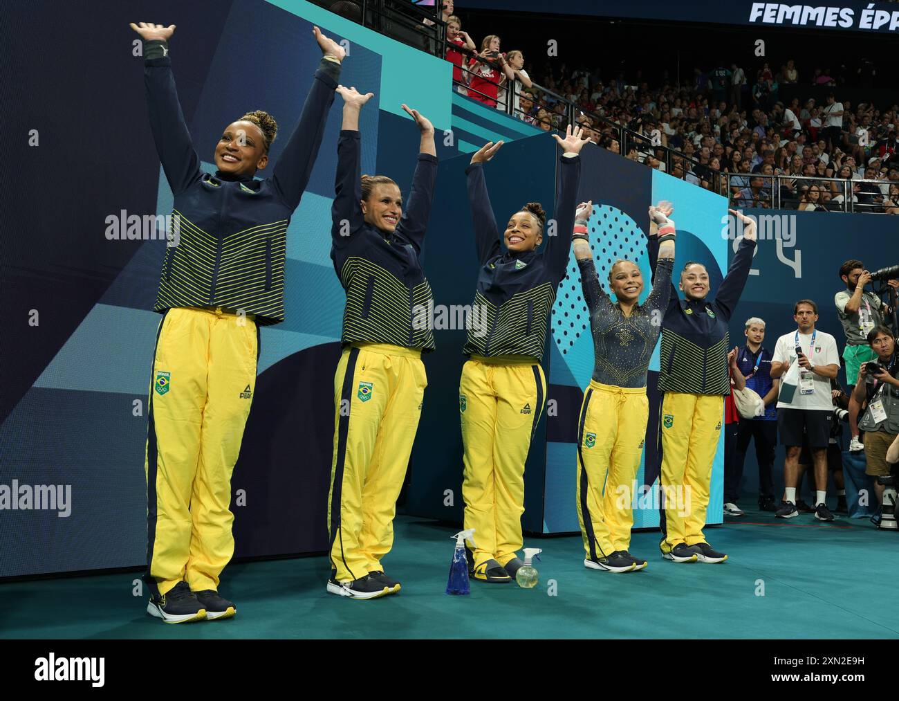 PARIS, FRANCE - JULY 30: Rebeca Andrade , Jade Barbosa , Lorrane