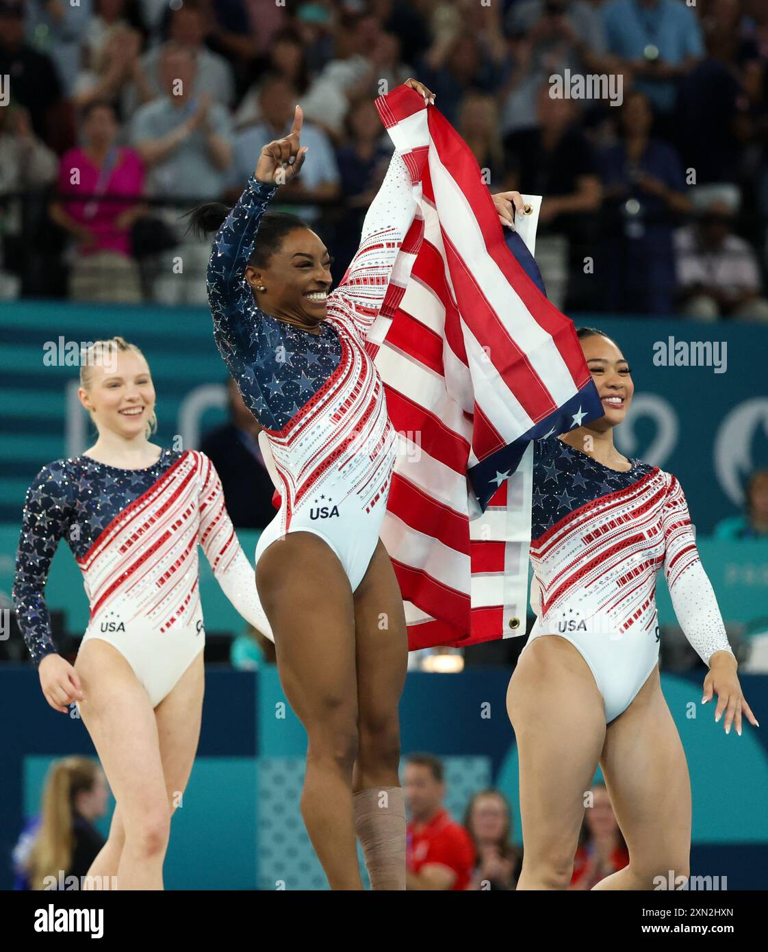 Paris, Ile de France, France. 30th July, 2024. Jade Carey, Simone Biles(00)