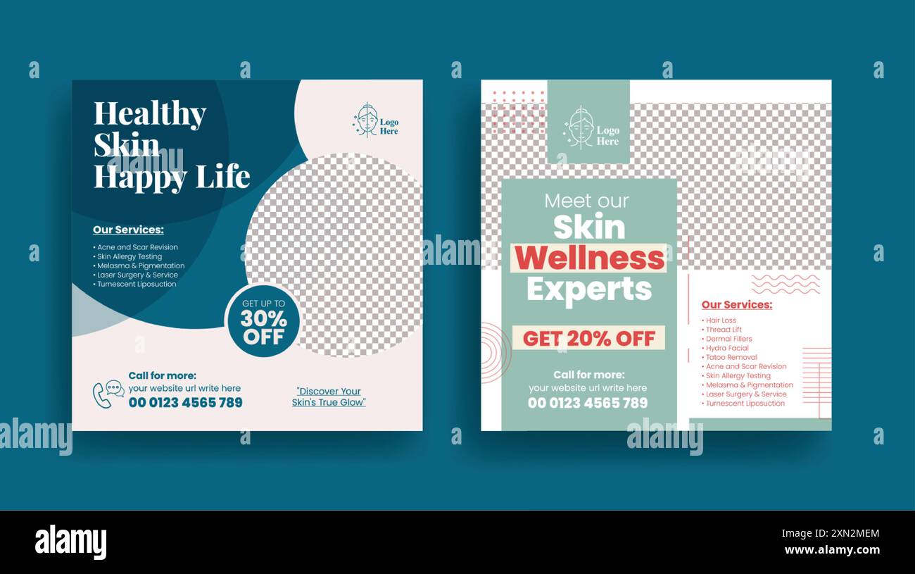 Dermatology service clinic social media post, banner, ads, Skincare ...