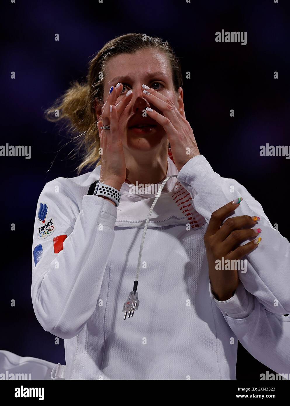 Paris France 30th July 2024 Auriane Mallo Breton Of France Reacts paris-france-30th-july-2024-auriane-mallo-breton-of-france-reacts