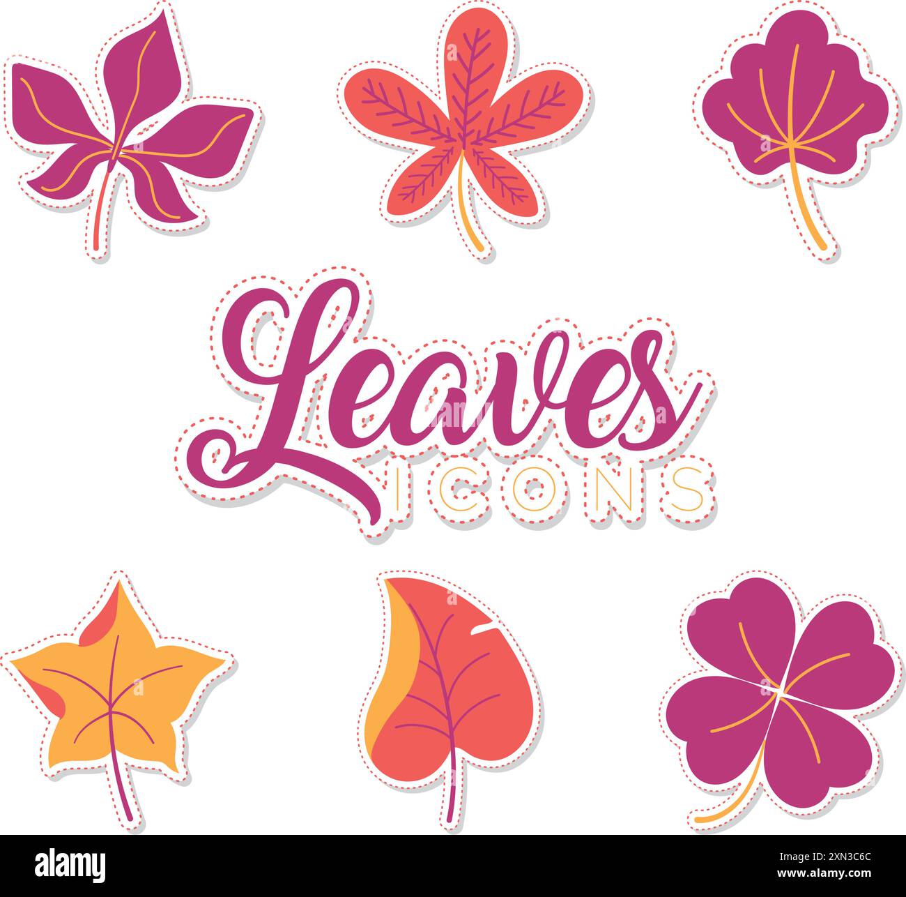 Autumn leaves stickers icons set Vector Stock Vector Image & Art - Alamy