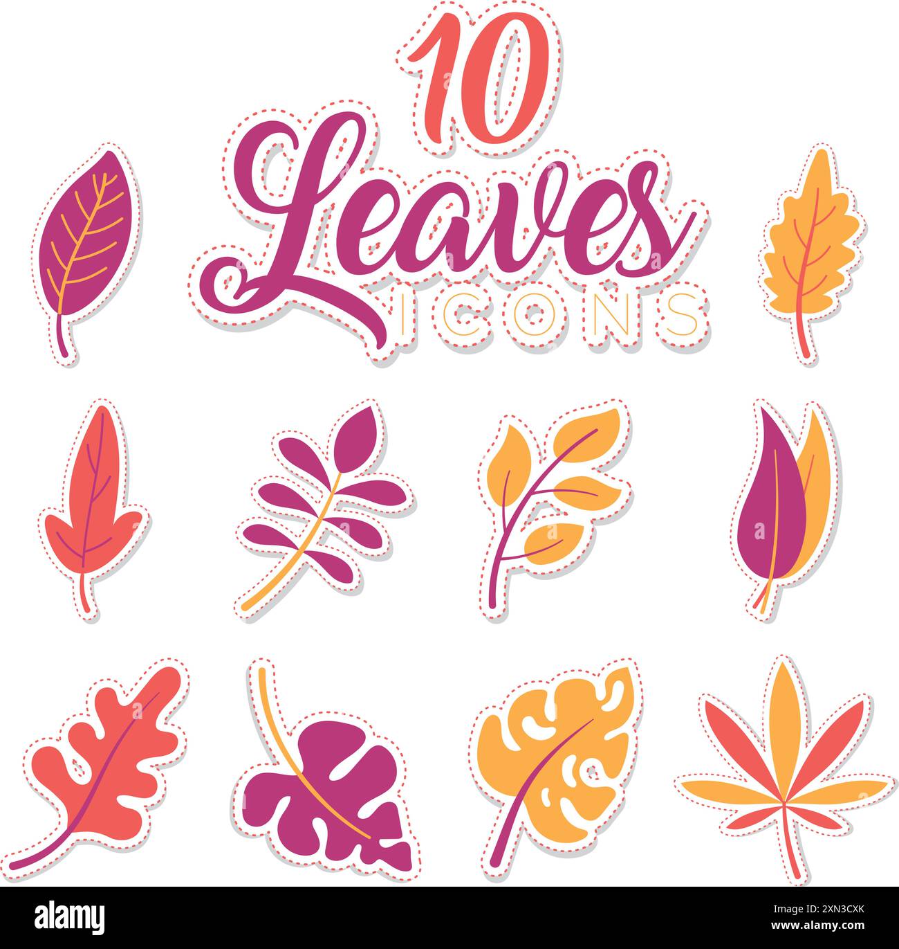 Autumn leaves stickers icons set Vector Stock Vector Image & Art - Alamy
