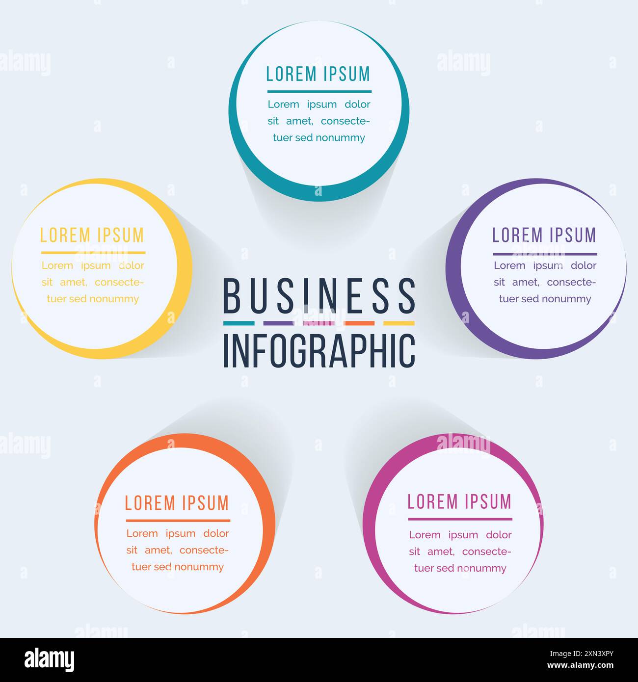 Circle Infographic design 5 steps, objects, elements or options ...