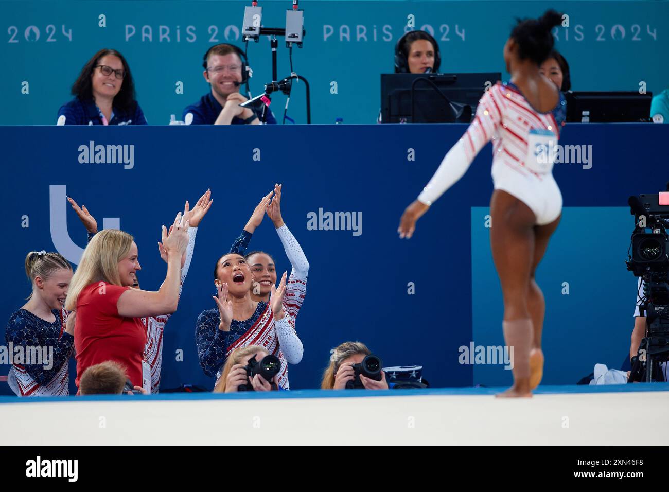 Hezly Rivera, Jordan Chiles, Jade Carey, Sunisa Lee and Simone Biles of