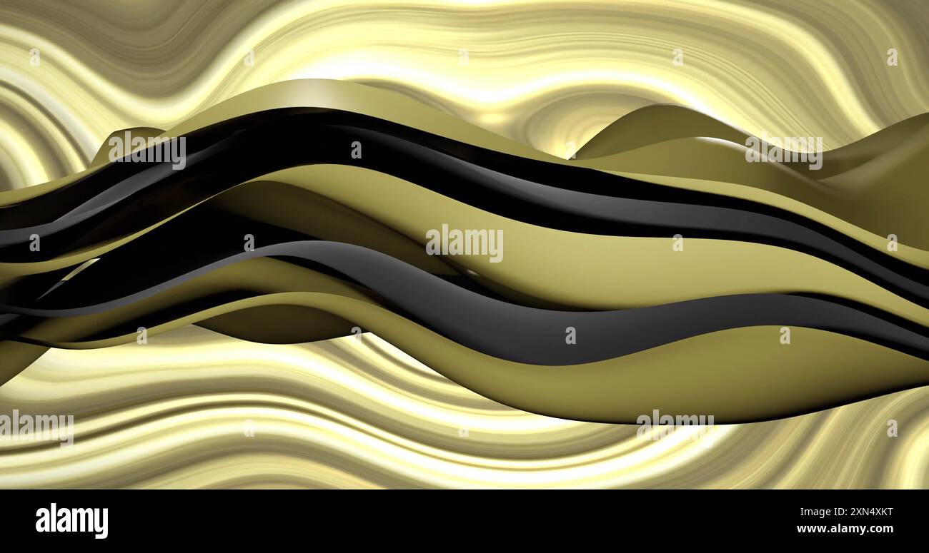 Image of gold to black layers waving over gold background. Colour ...