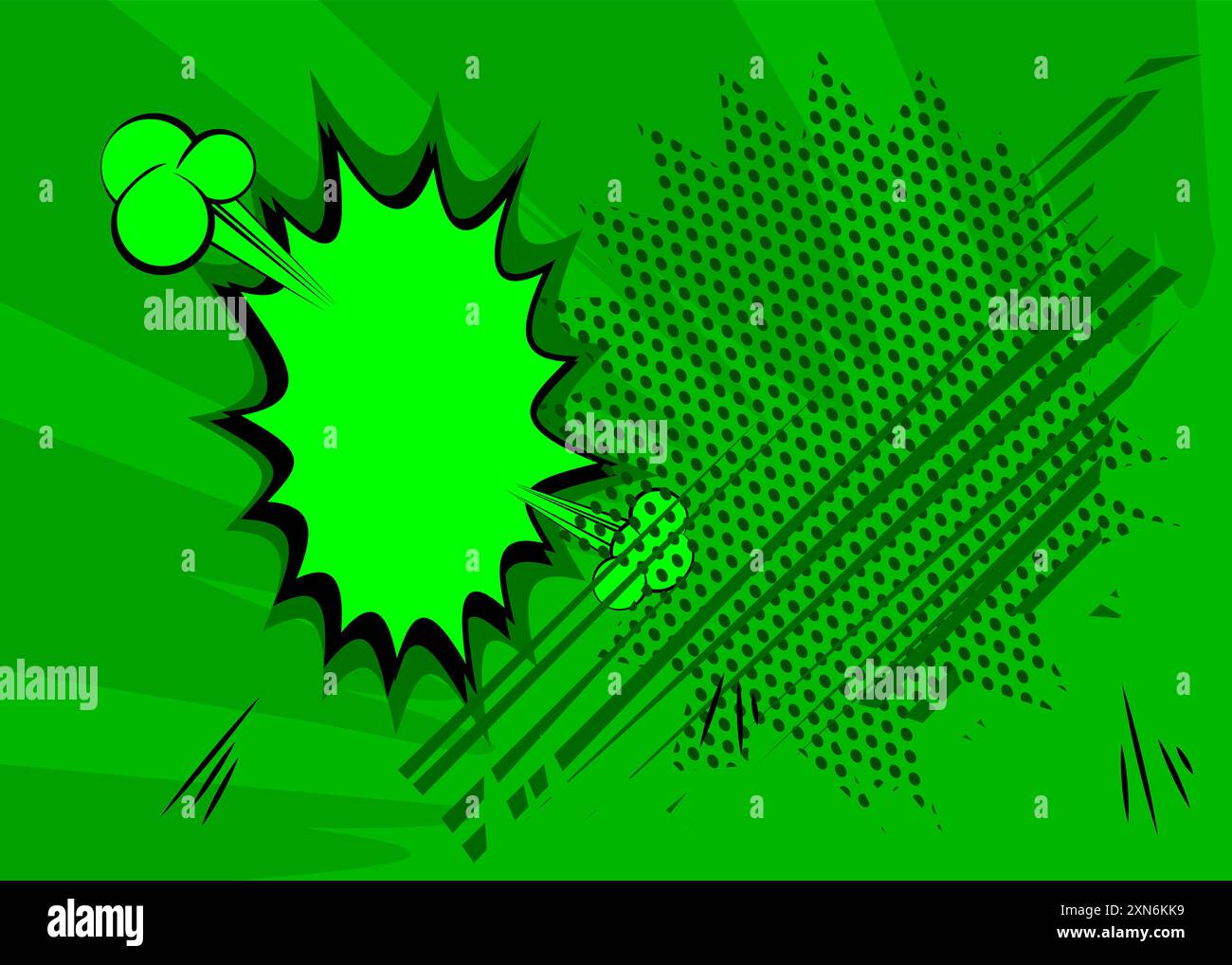 Green cartoon background, comic book abstract backdrop. Retro vector ...