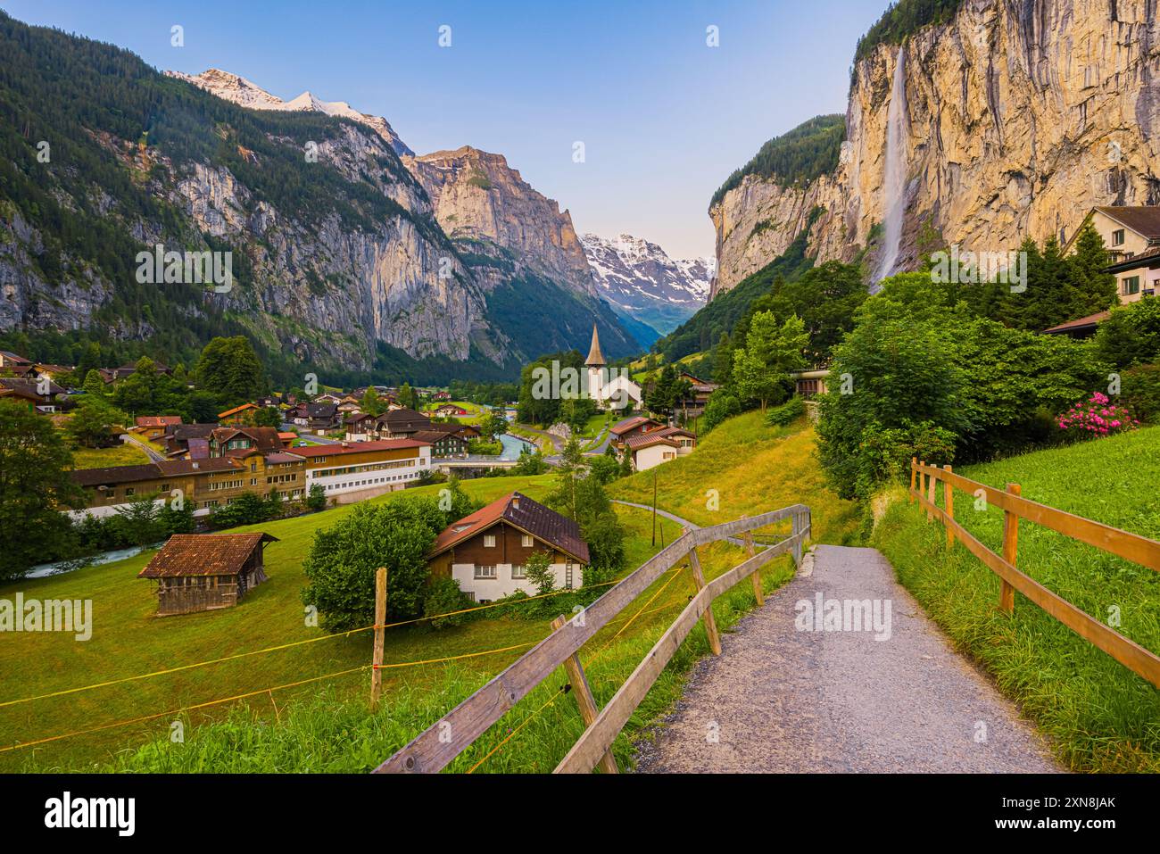 A Summer Sunrise In Lauterbrunnen A Municipality In The Interlaken a-summer-sunrise-in-lauterbrunnen-a-municipality-in-the-interlaken