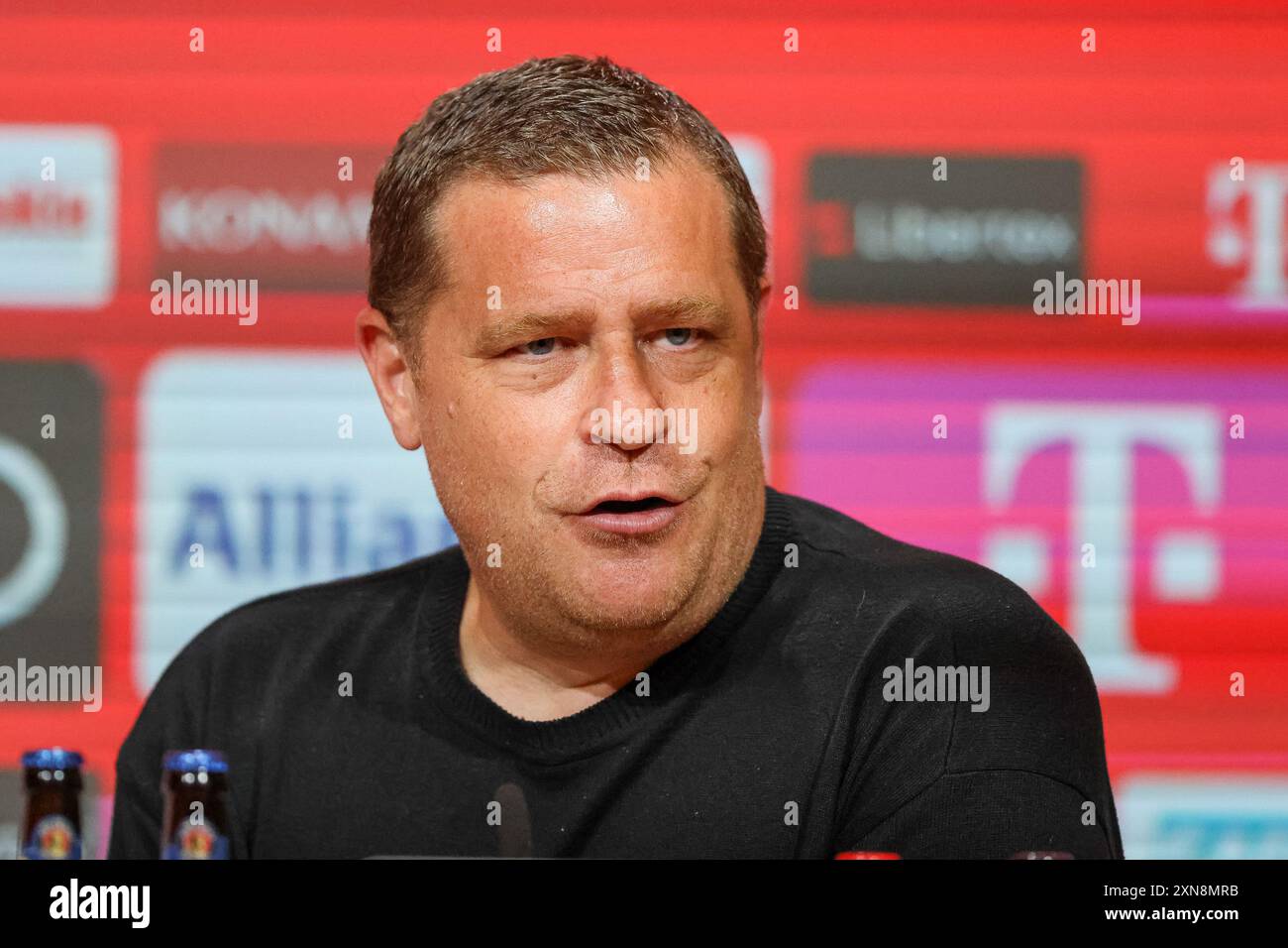 Max Eberl (FC Bayern Muenchen, Sportvorstand),  Pressekonferenz, Vorstellung von Joao Palhinha, FC Bayern Muenchen, 30.07.2024,  Foto: Eibner-Pressefoto/Jenni Maul Stock Photo