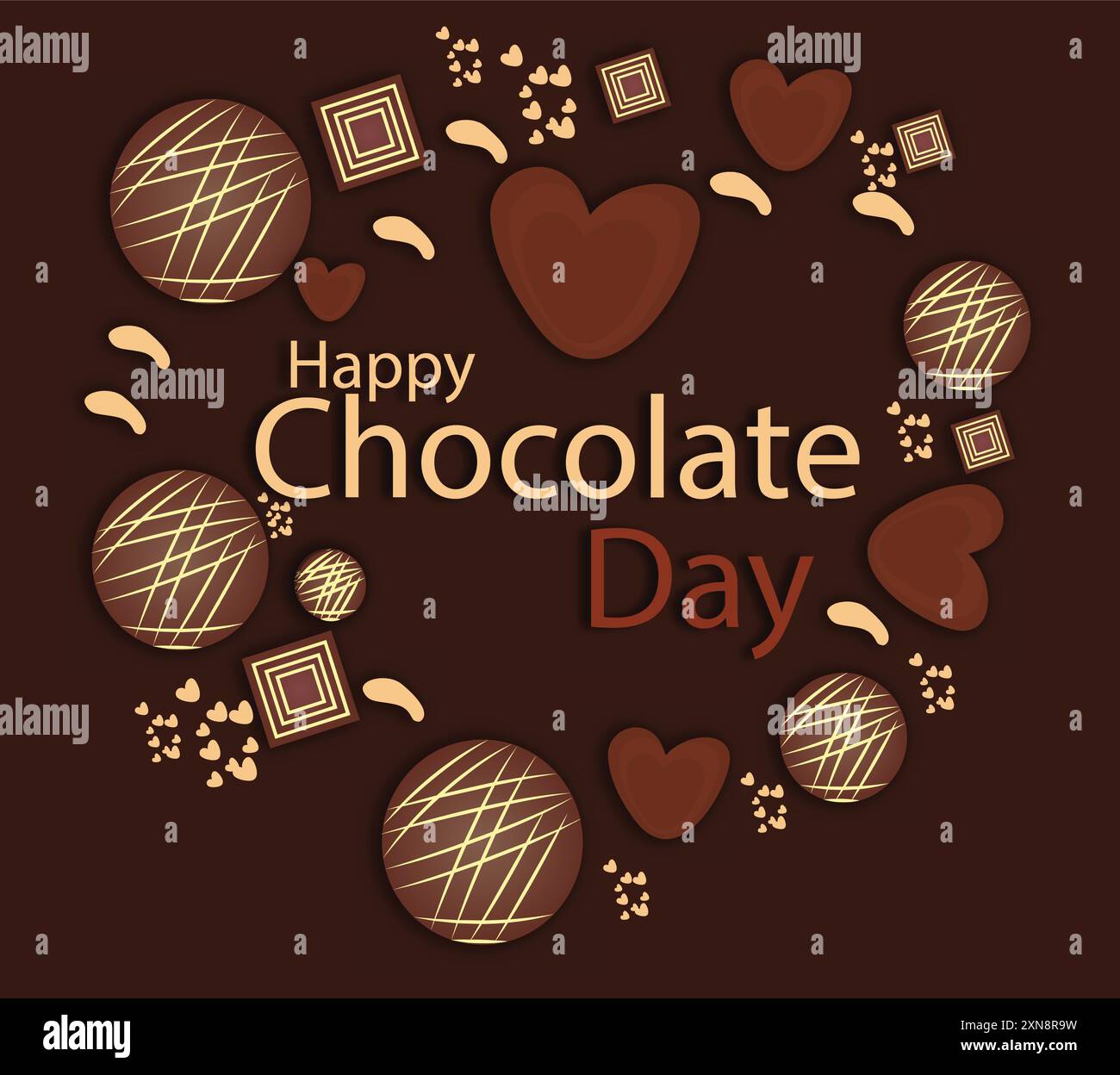 Vector illustration poster of chocolate day, chocolates placed in heart ...
