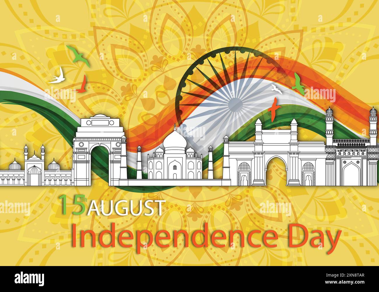 Vector illustration poster of happy independence day image with ...
