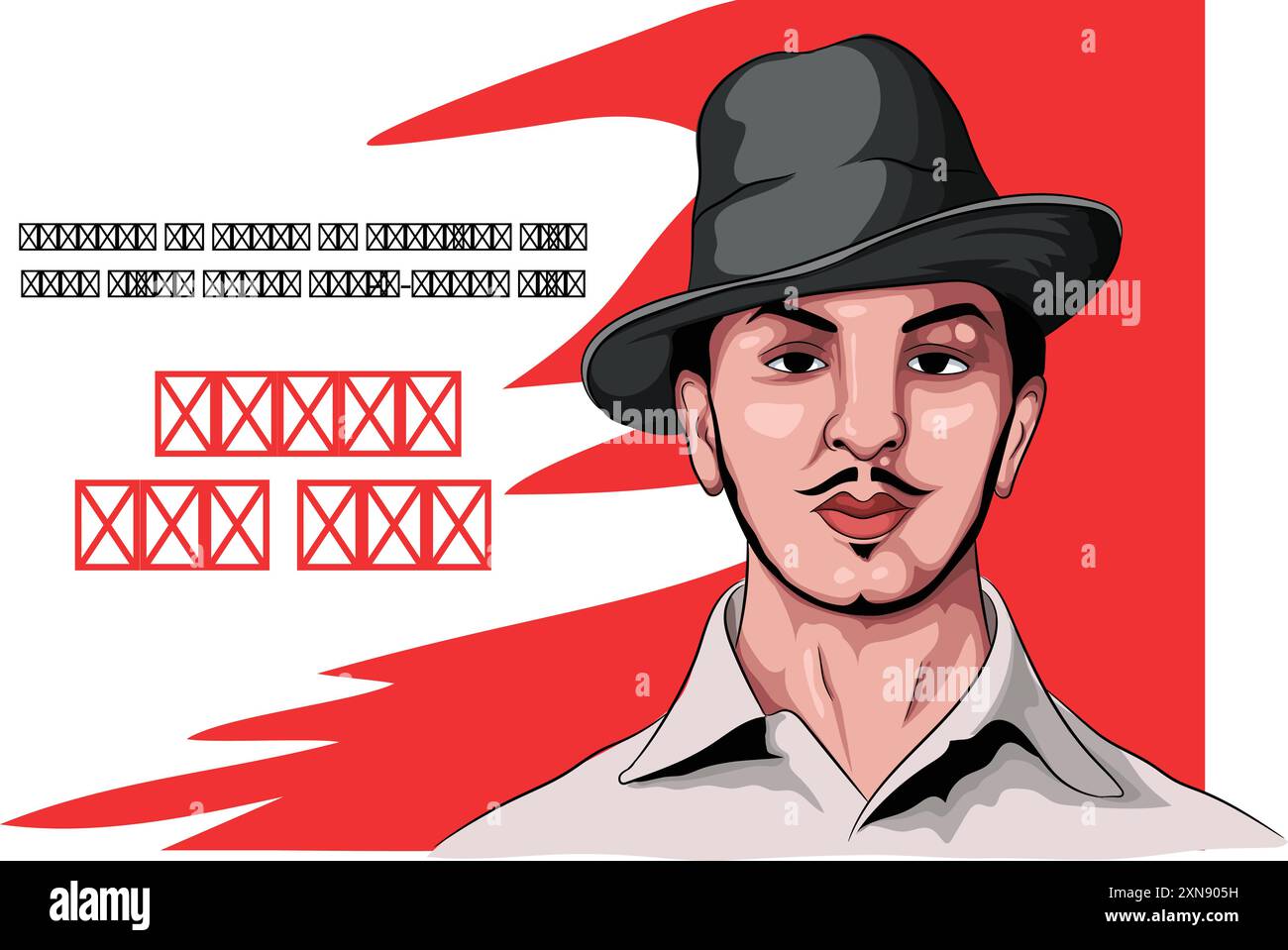 Vector illustration of sardar bhagat singh jayanti with hindi ...