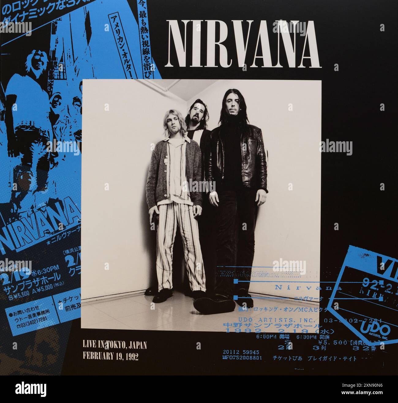 Vintage vinyl record cover. Nirvana-Live in Tokio, Japan