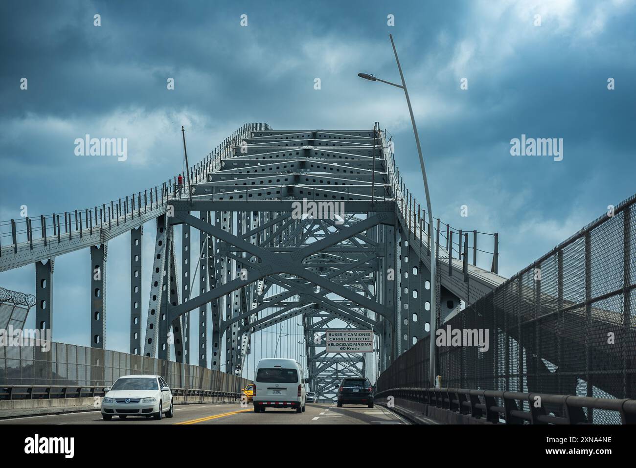 the bridge of the americas entrance to the panama canal in the west of panama city Stock Photo