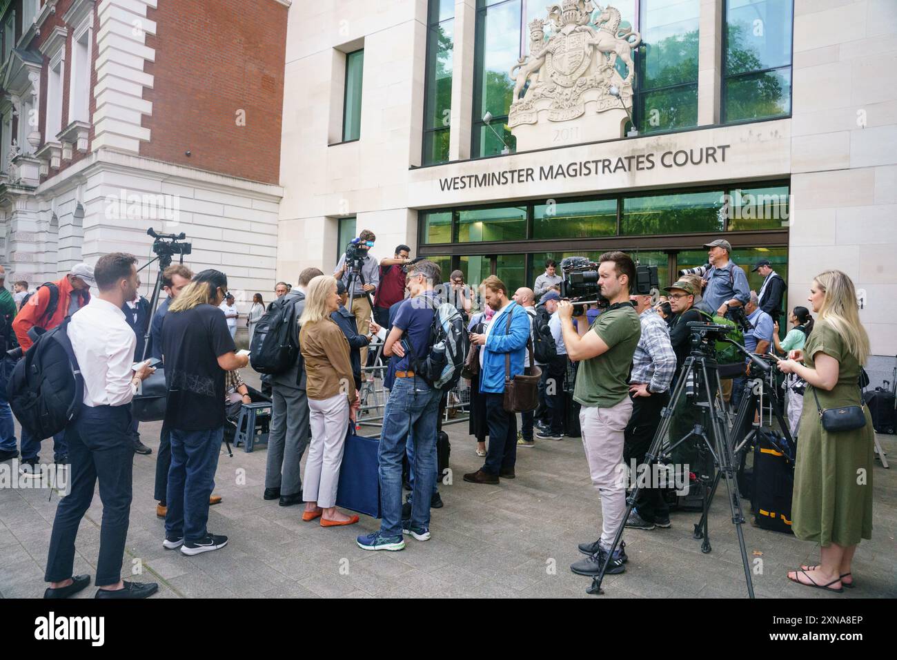 Westminster london 31st july 2024 media wait for huw edwards ex bbc