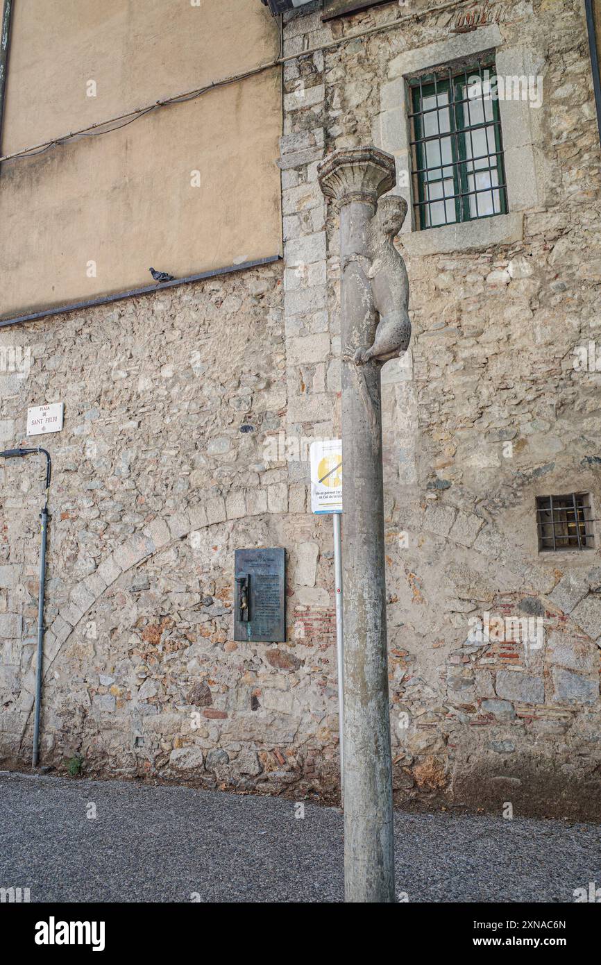Bottom Statue Rope Girona, Spain - 23 July, 2024: 'La Leona', The Lioness Bottom Statue, a ...