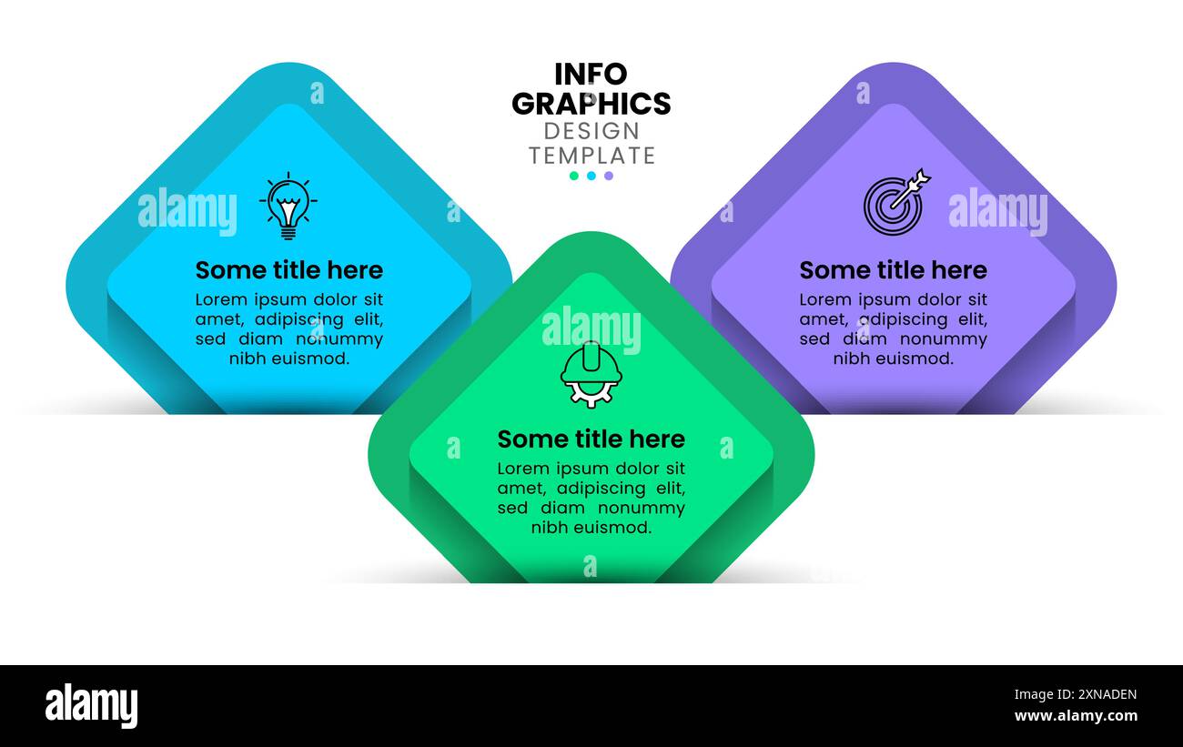 Infographic template with icons and 3 options or steps. Squares. Can be ...