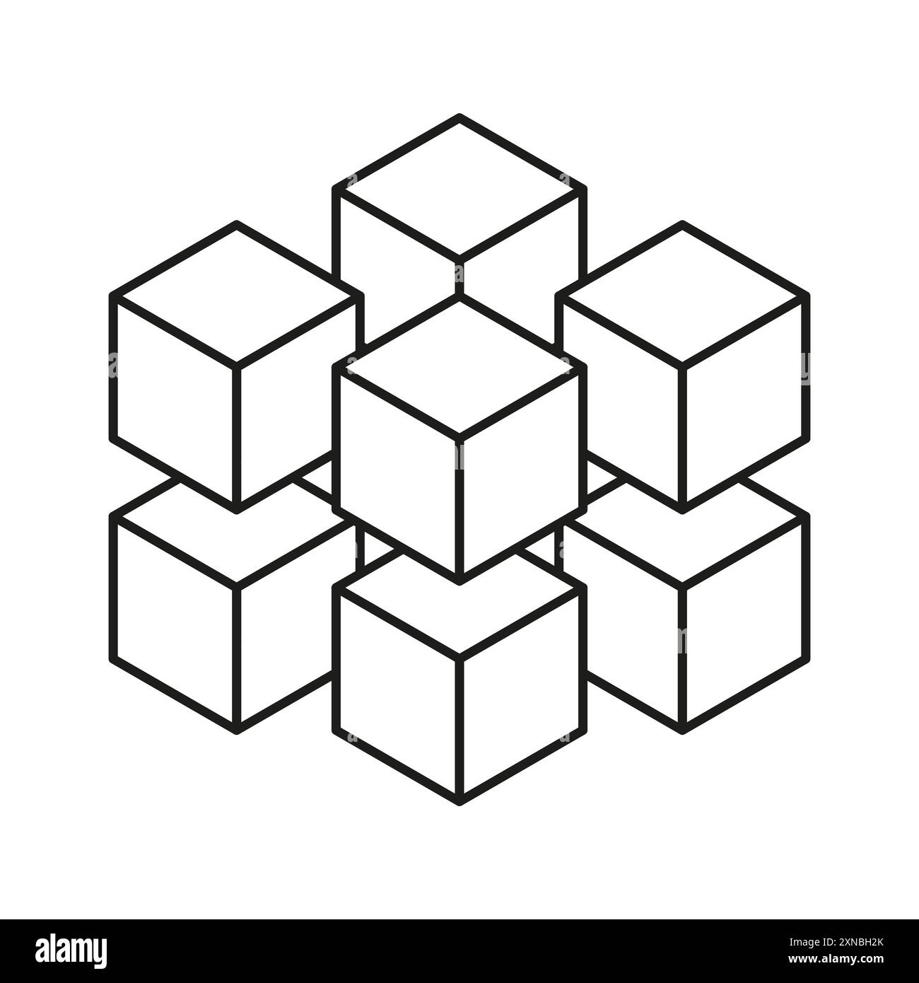 Blockchain cube network. Geometric cube pattern. Digital technology vector. Abstract connection symbol. Stock Vector