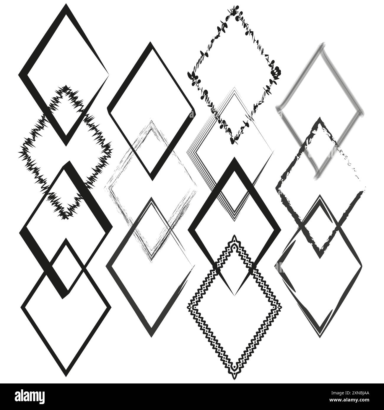 Geometric square frames. Various border styles. Monochrome vector elements. Decorative line art. Stock Vector