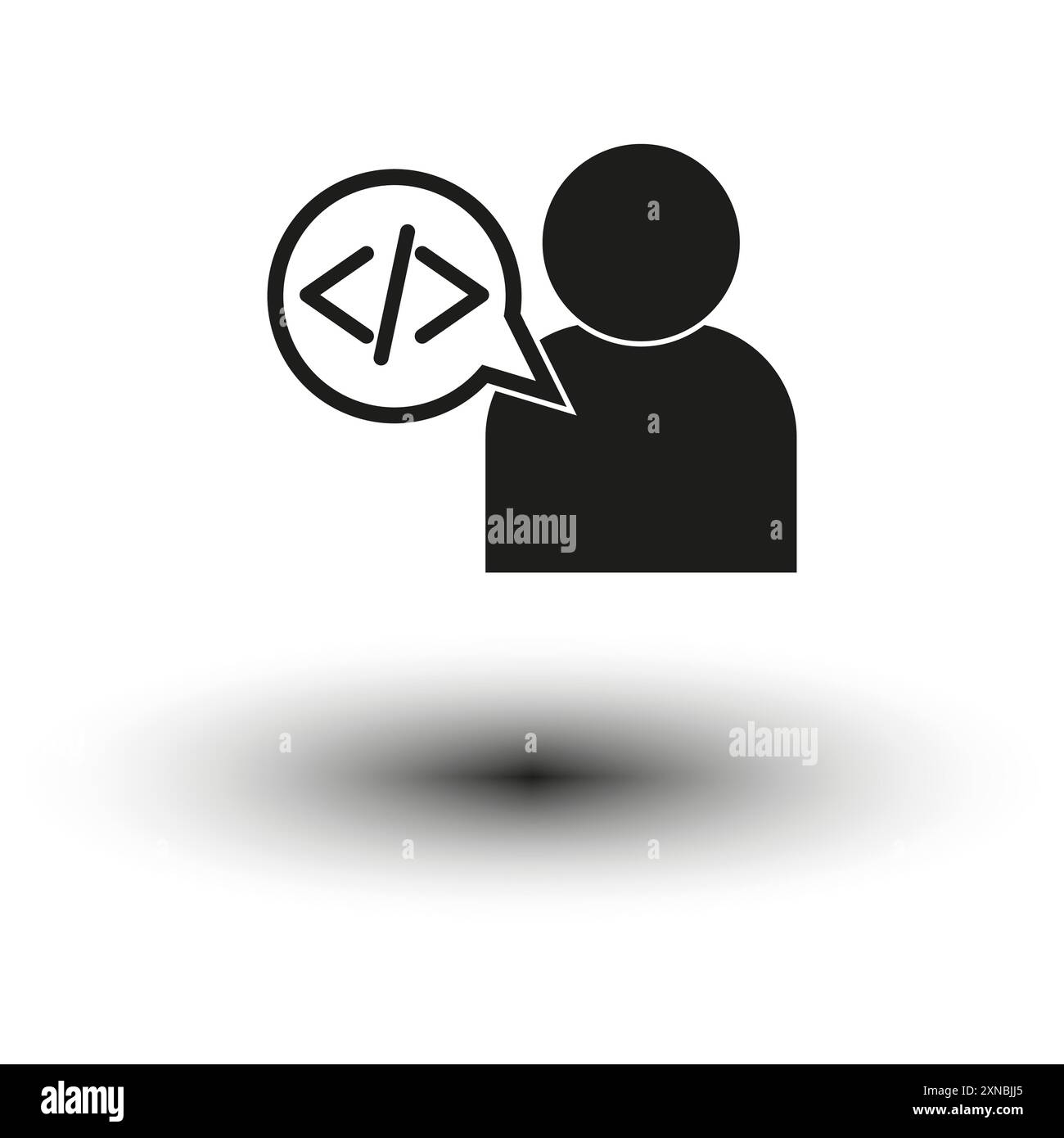 Code talk icon. Developer speech bubble. Vector person symbol. Black ...