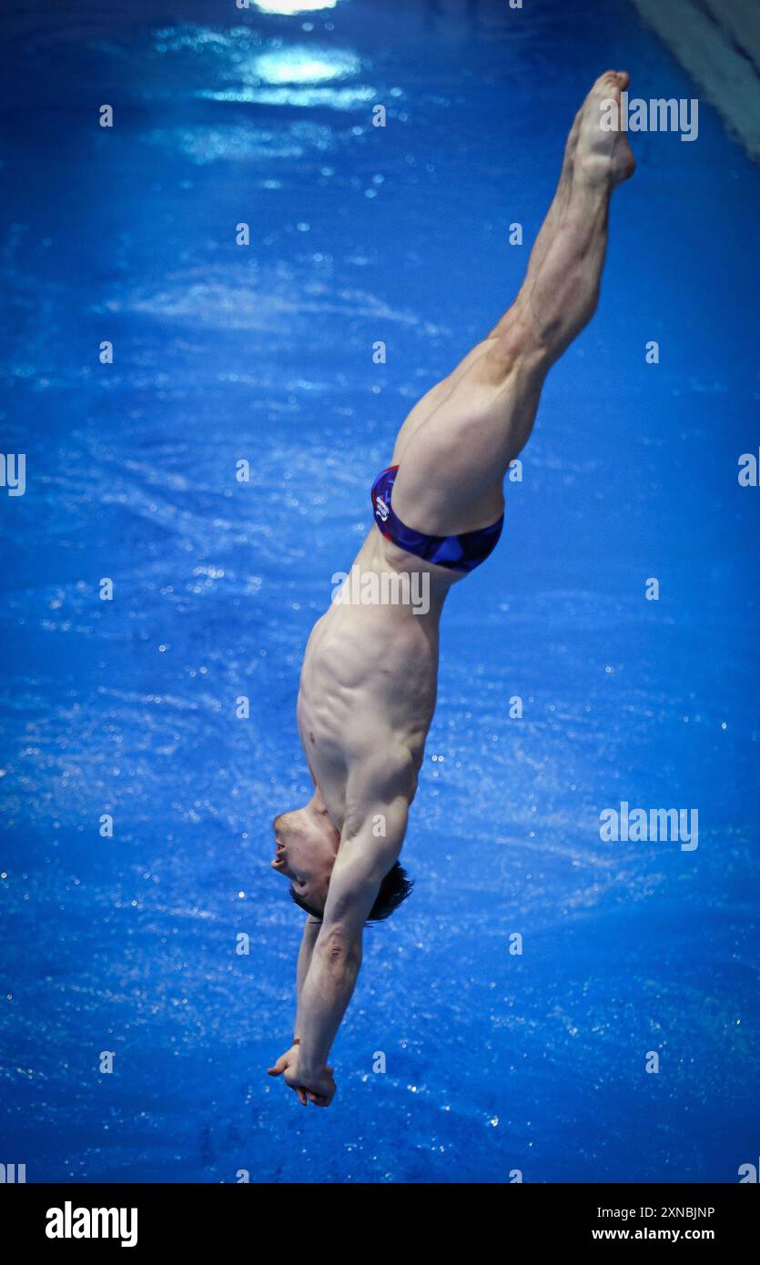 Berlin, Germany - March 22, 2024: Jack LAUGHER of Great Britain performs during Mixed 3m & 10m Team Event Final of the World Aquatics Diving World Cup 2024 in Berlin, Germany Stock Photo