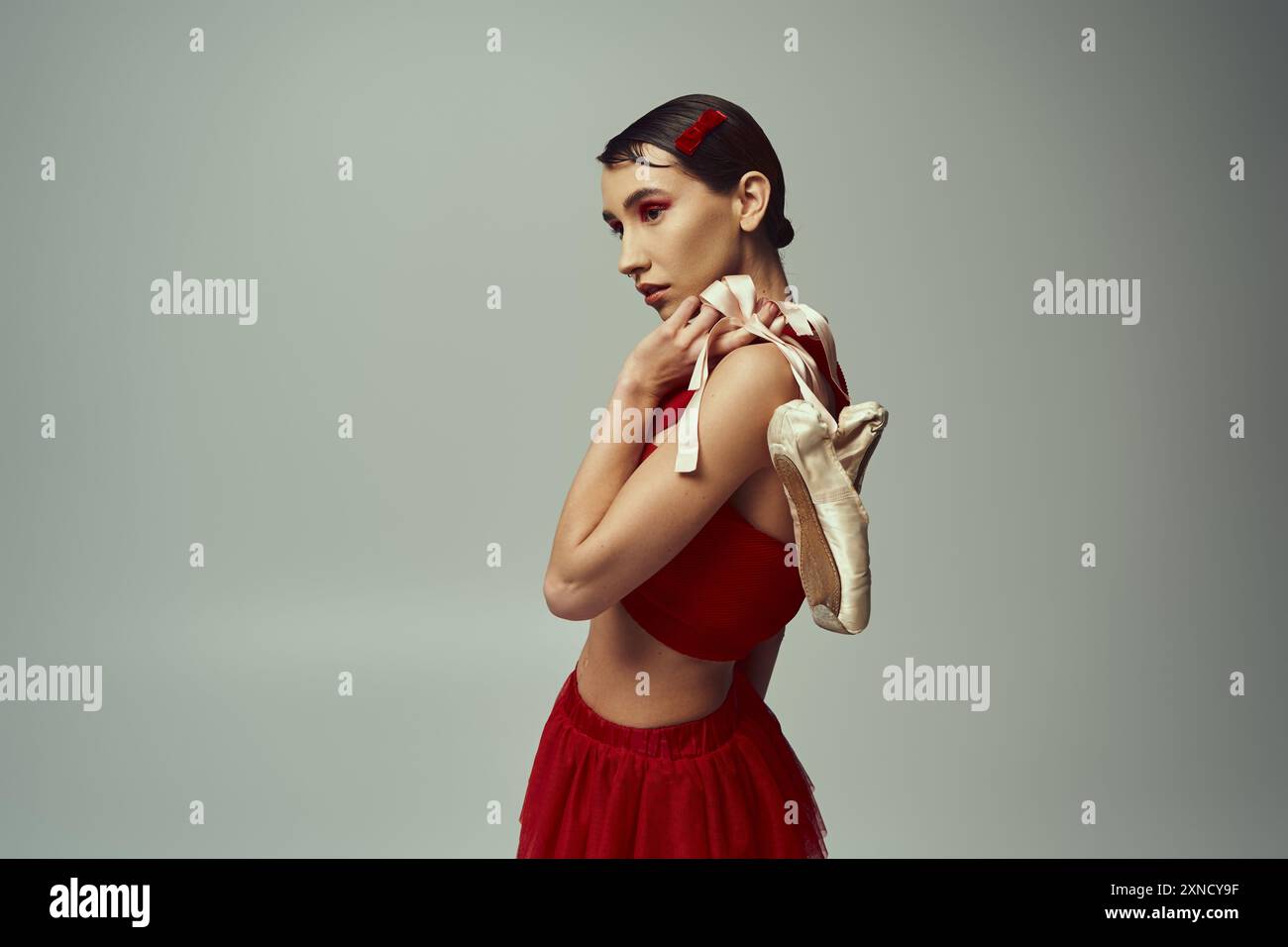 Woman wearing red crop top hi-res stock photography and images - Alamy