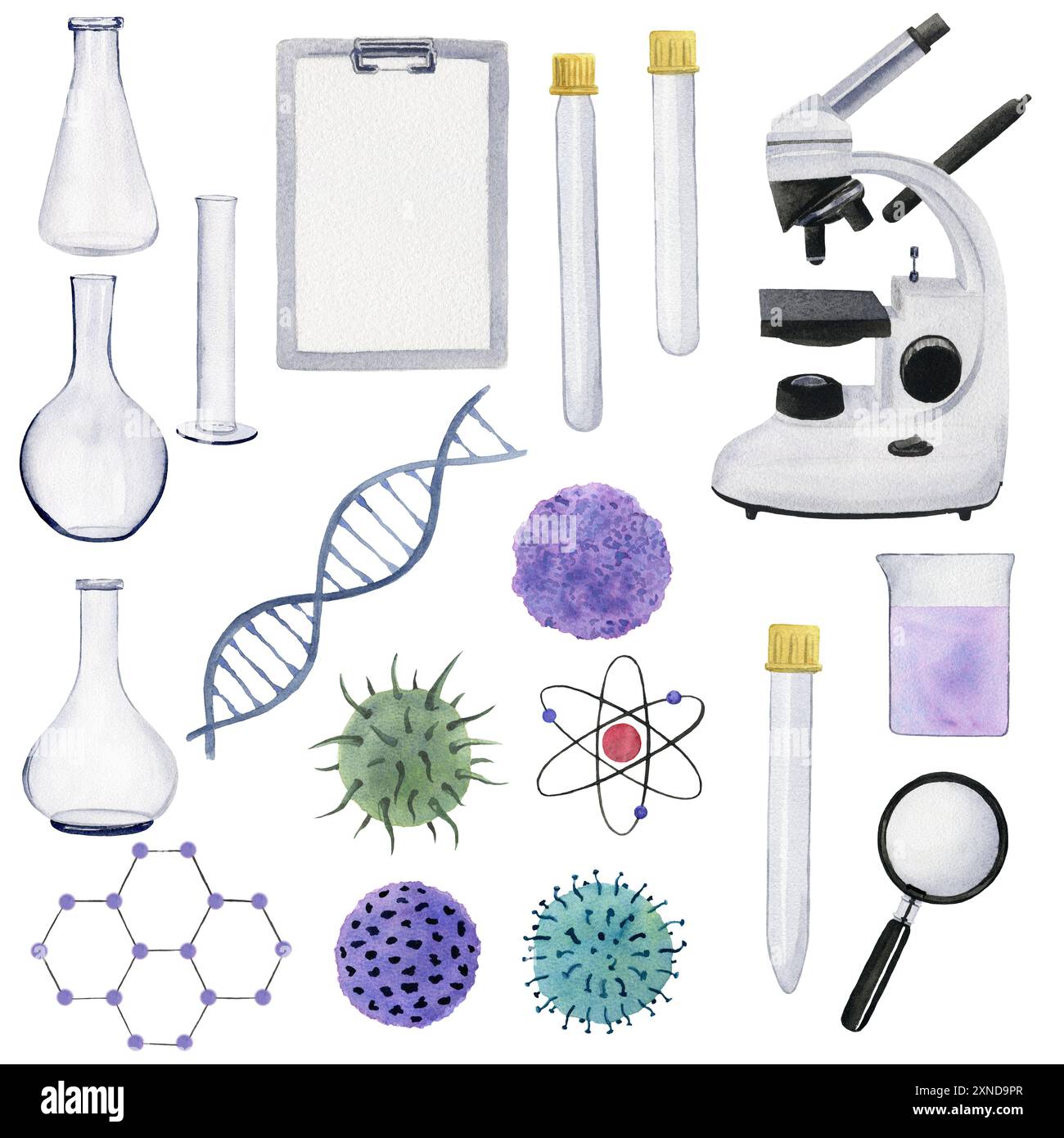 Microscope watercolor hi-res stock photography and images - Alamy
