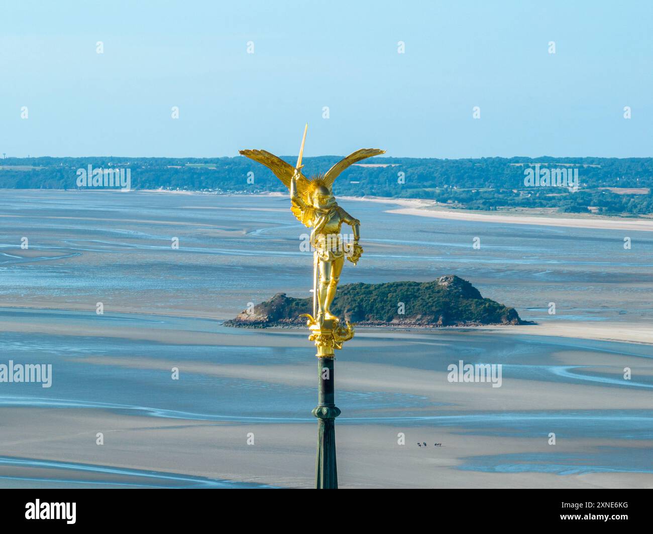 Aerial view of the Statue of Saint Michel and the dragon, Spire of Mont ...