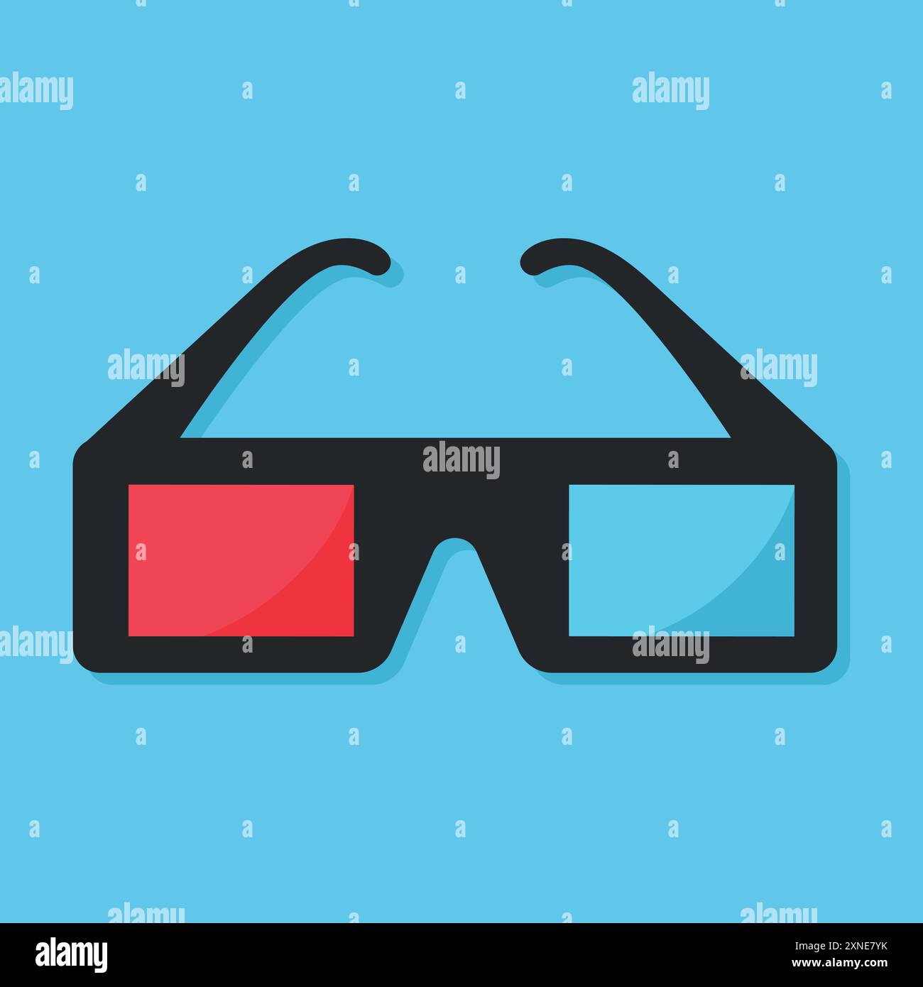 Flat 3d glasses icon on blue background. Vector illustration Stock Vector