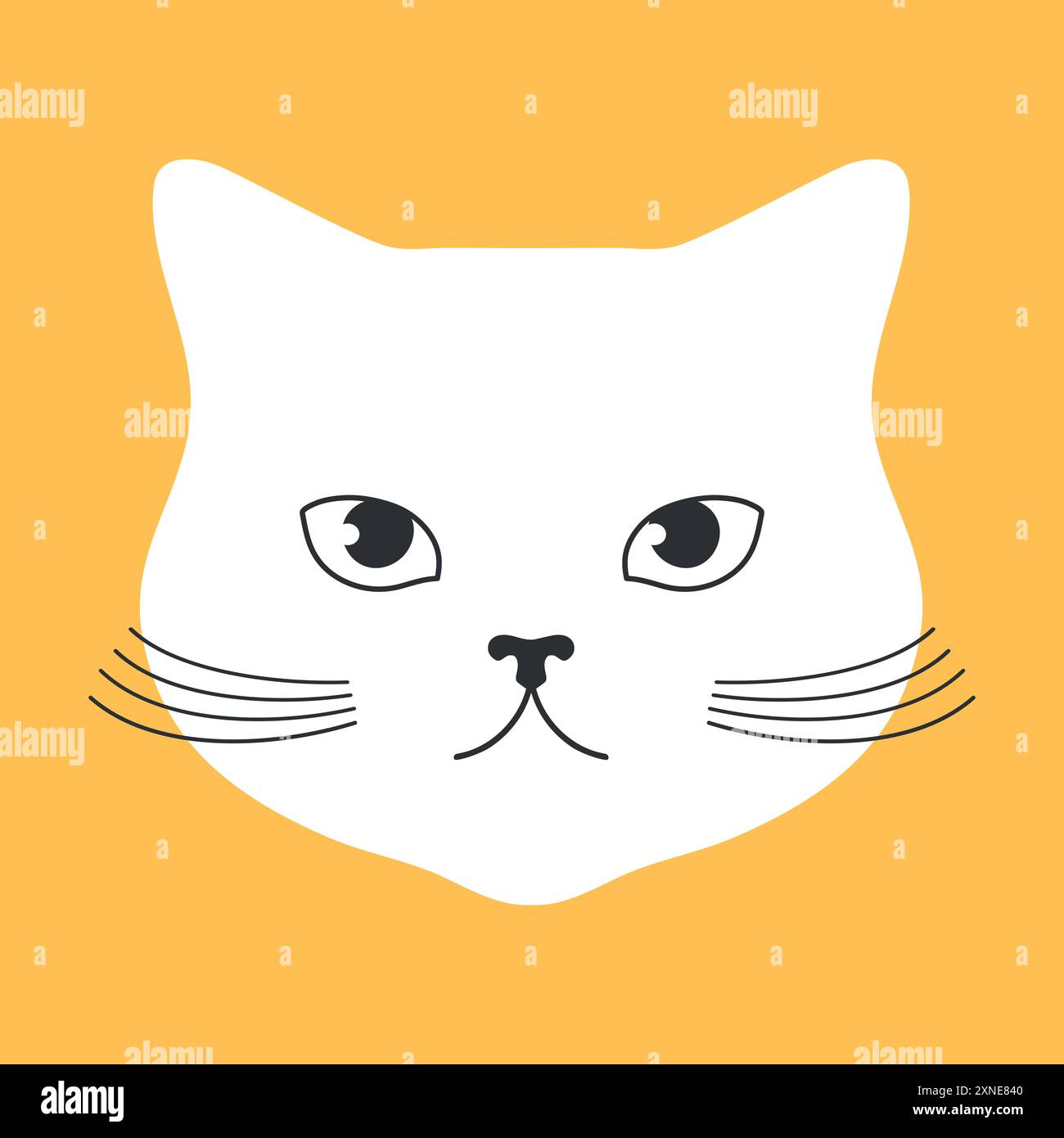 White cat head simple icon. Feline face. Vector illustration Stock