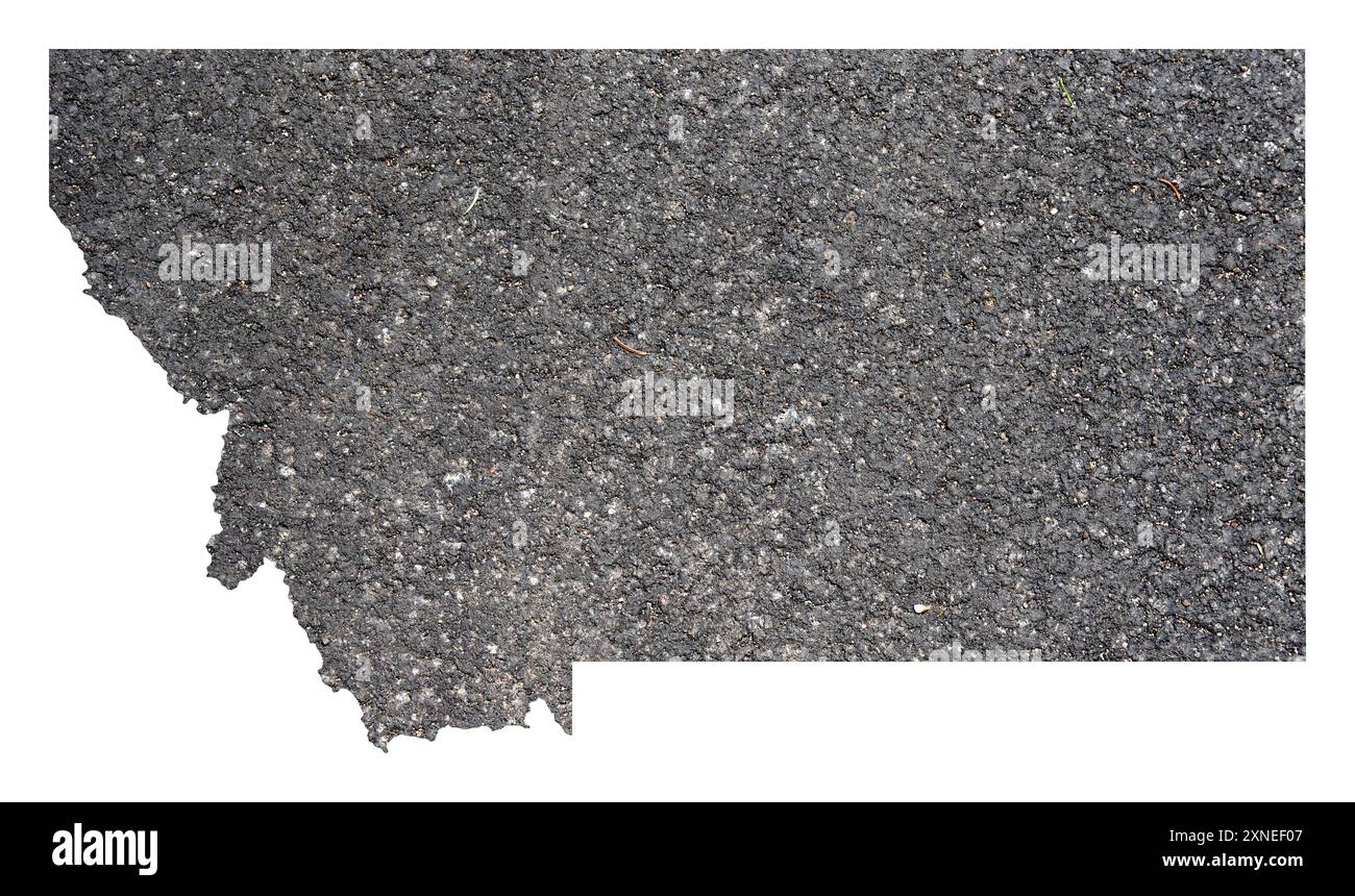 Montana state digital map hi res - Symbol Map Of The State Montana United States Of America Showing The Outline Of The State As An Asphalt Surface 2XNEF07