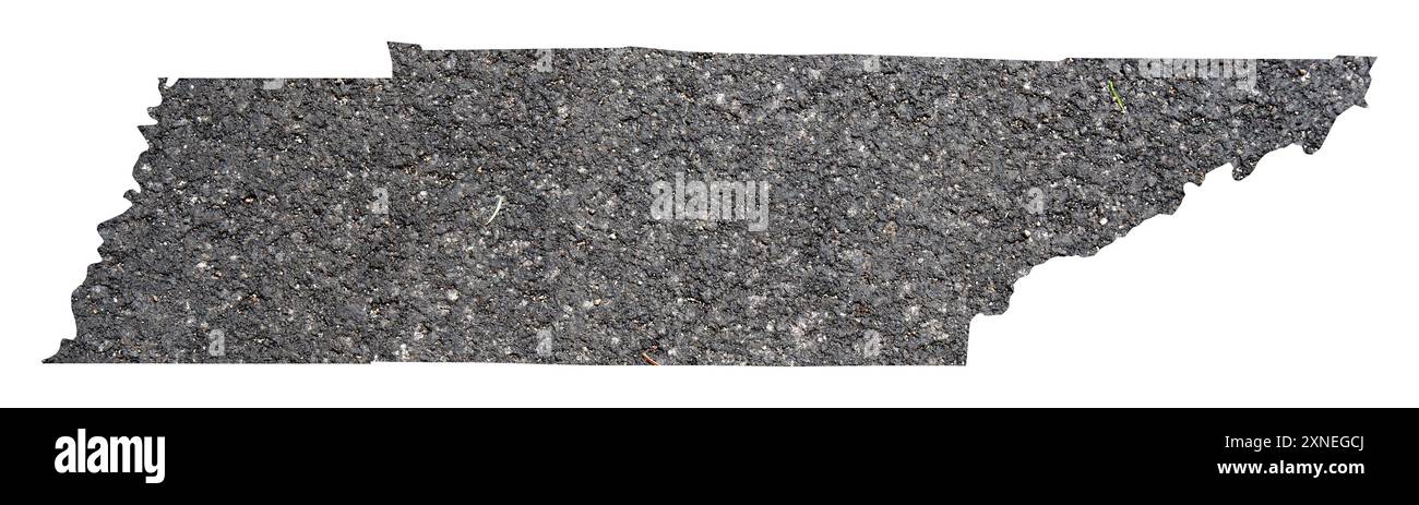 Tennessee digital map hi res stock - Symbol Map Of The State Tennessee United States Of America Showing The Outline Of The State As An Asphalt Surface 2XNEGCJ