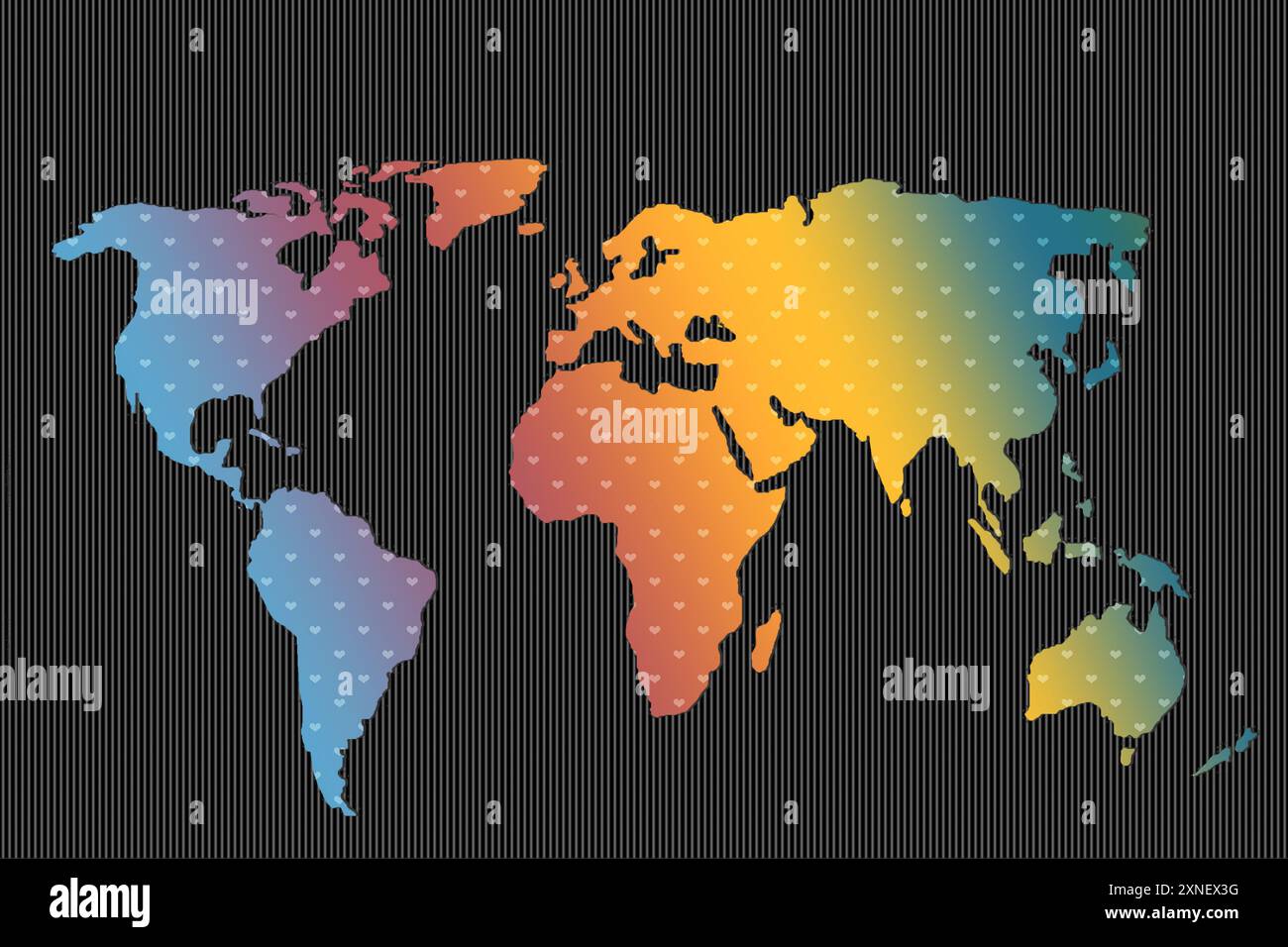 World map design with heart pattern. Earth with continents. Map of ...