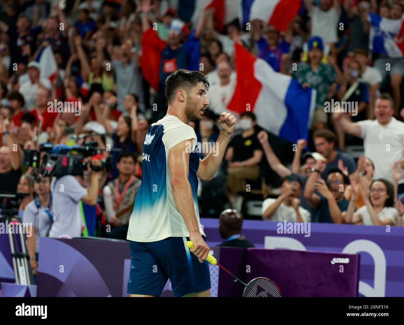 Paris, France. 31st July, 2024. Toma Junior Popov of France celebrates ...