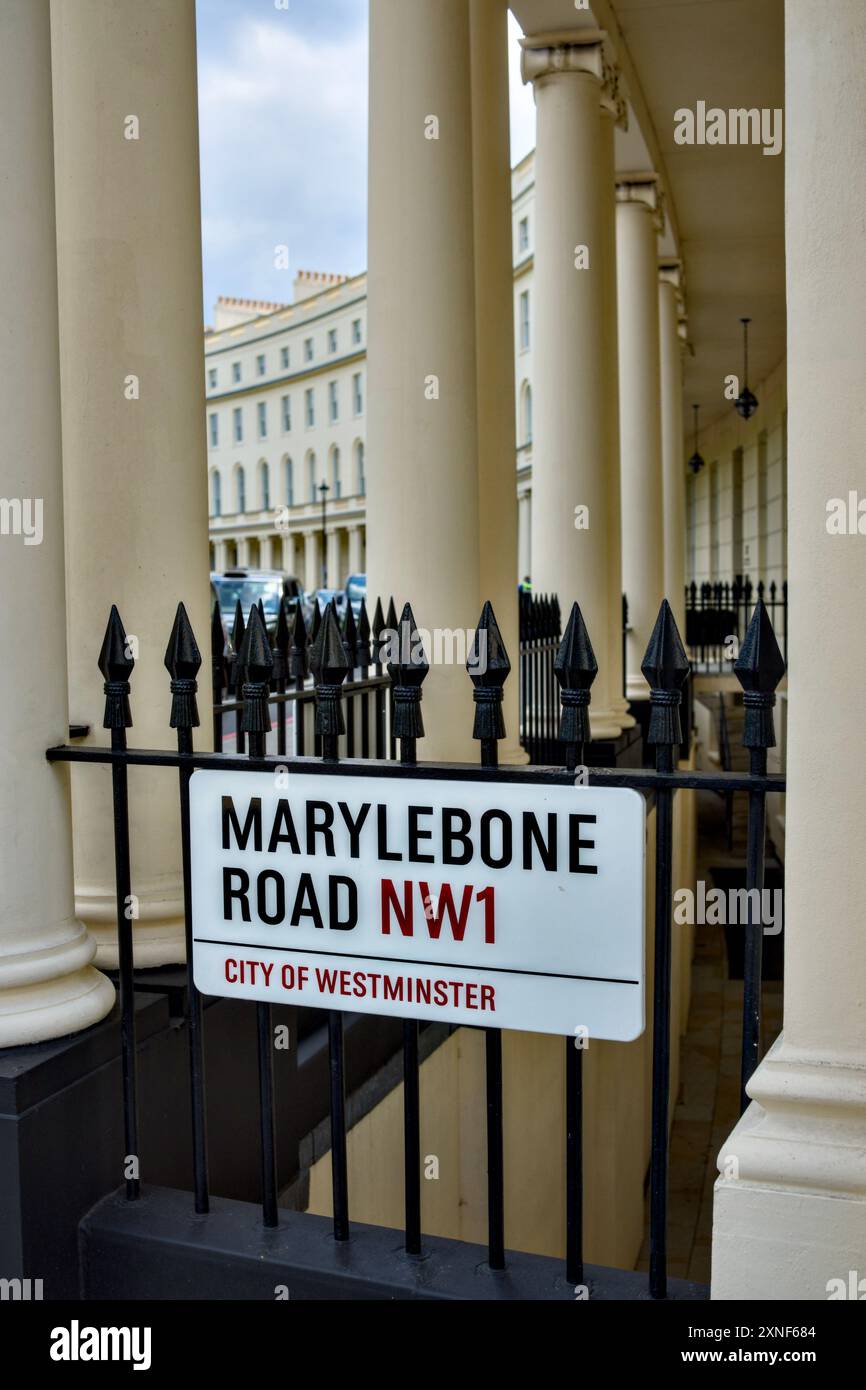 Marylebone Road Street Sign, City Of Westminster, London, England, U.K. Stock Photo