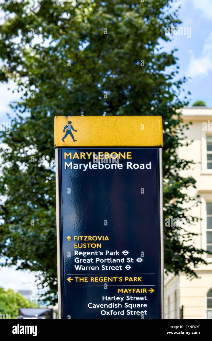 Marylebone Road Wayfinding Sign, City Of Westminster, London, England ...