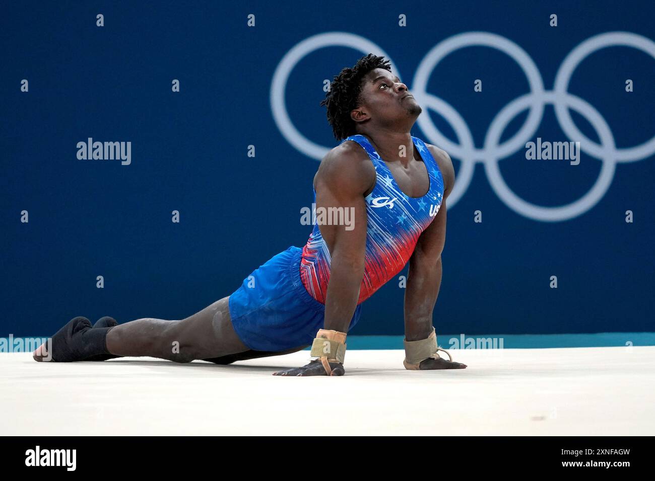 Frederick Richard, of the United States, performs on the floor during