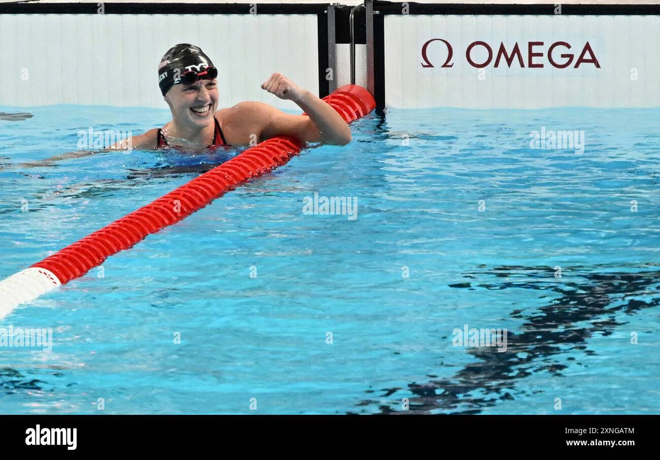 LEDECKY Katie of U.S. reacts after winning the Women's 1500m Freestyle