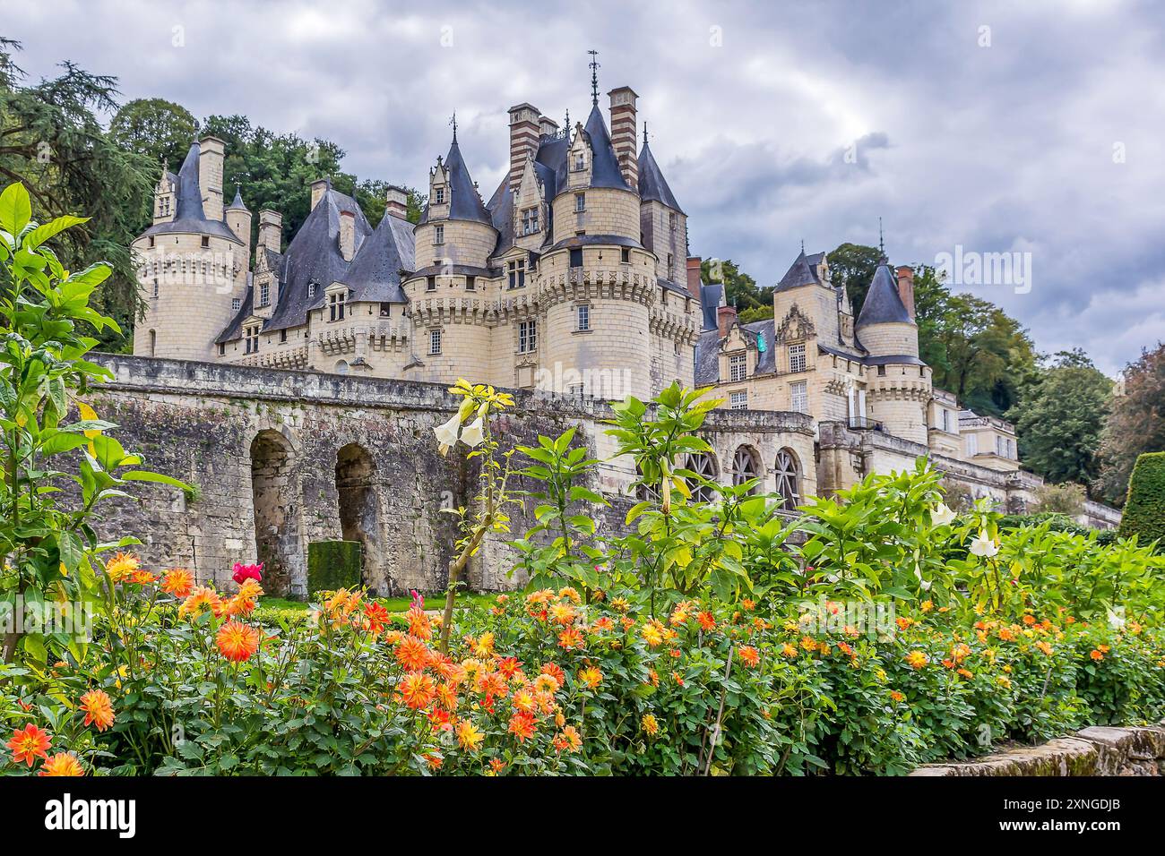 Usse Scenic view of the fairy tale castle of the Sleeping Beauty in Loire ...