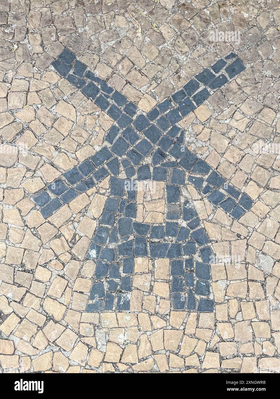 Paving stones with shapes of a Dutch Windmill. Holambra, SP, Brazil. June 30, 2024. Stock Photo