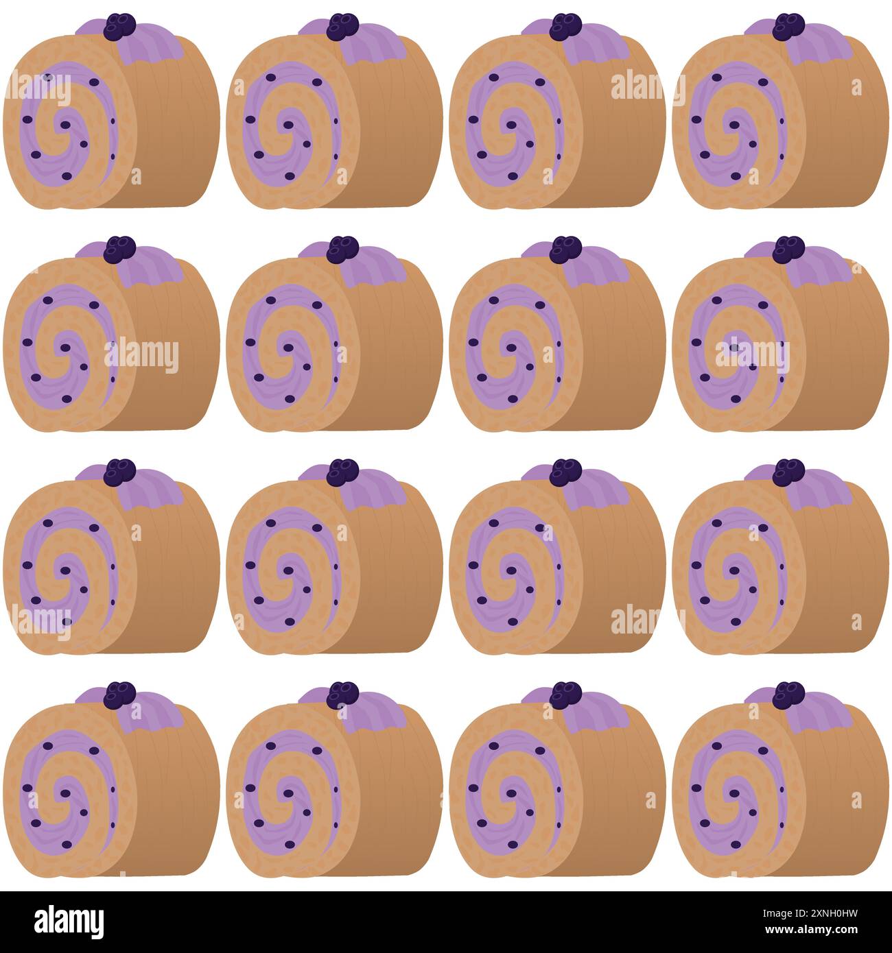 Sponge roll with blueberry jam. Seamless pattern. Stock Vector