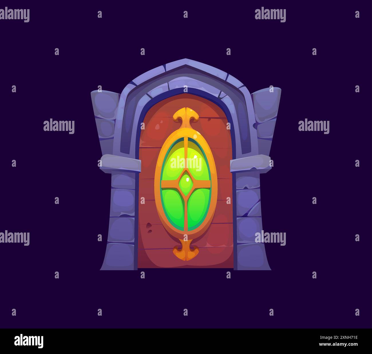 Fantasy magic portal gate door, witchcraft game asset. Cartoon vector