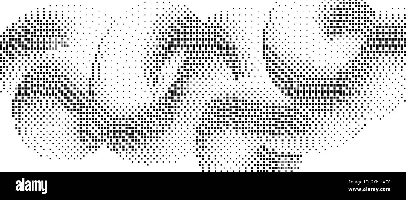 Pixelated gradient squiggle shape. Black dither wavy texture background ...