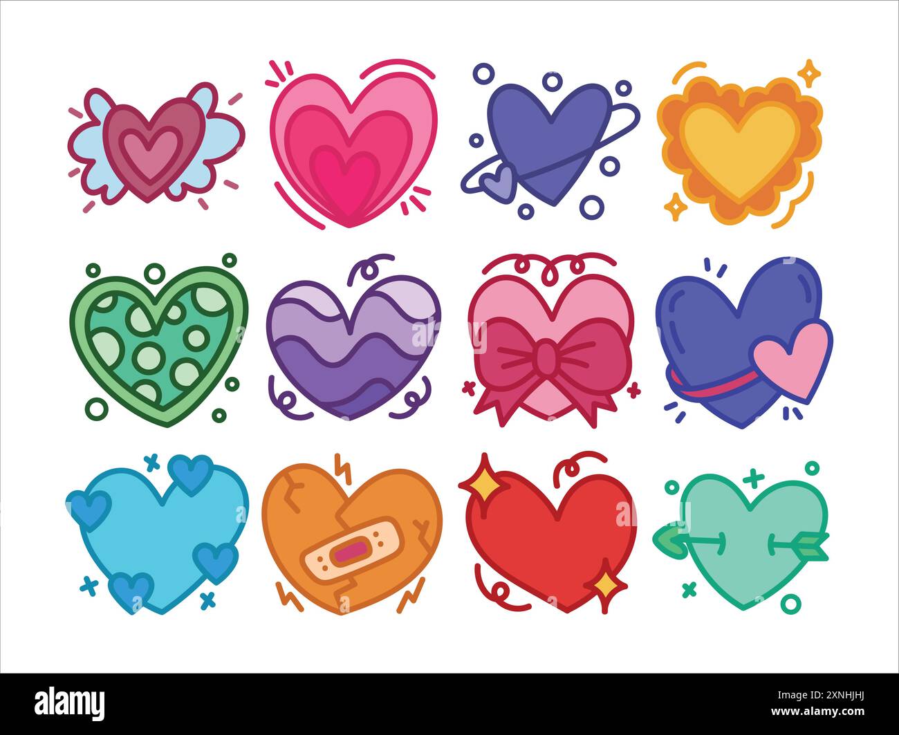 Heart Doodle Set Stock Vector Image & Art - Alamy