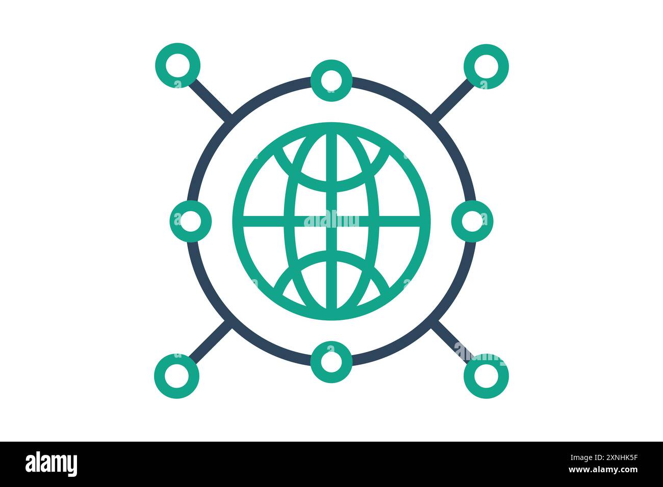Internet icon. earth with network. icon related to access. line icon style. data analytics elements vector illustration Stock Vector