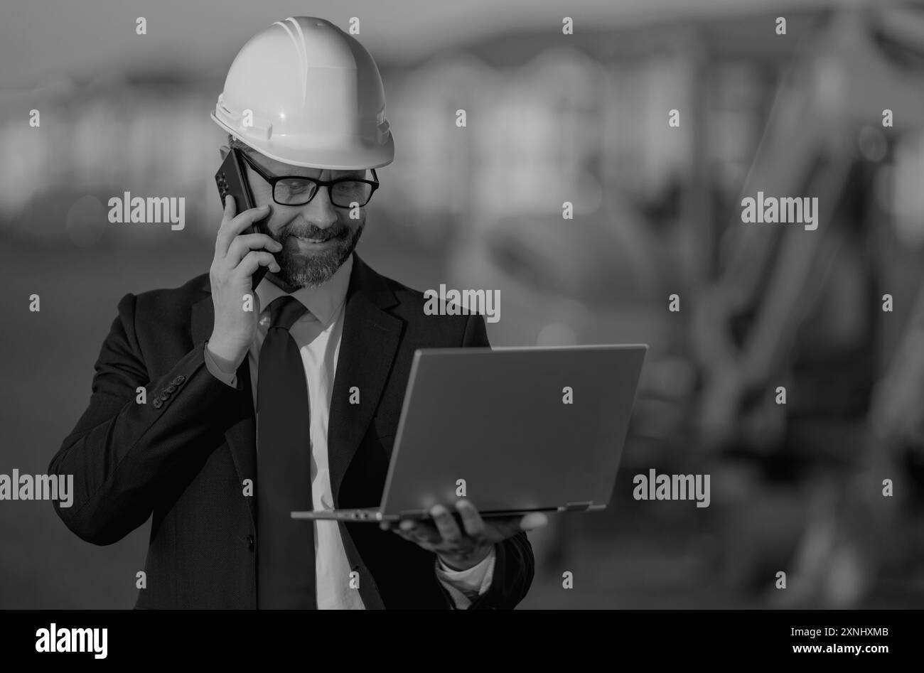 Supervisor in suit and helmet. Investor civil engineer, construction ...