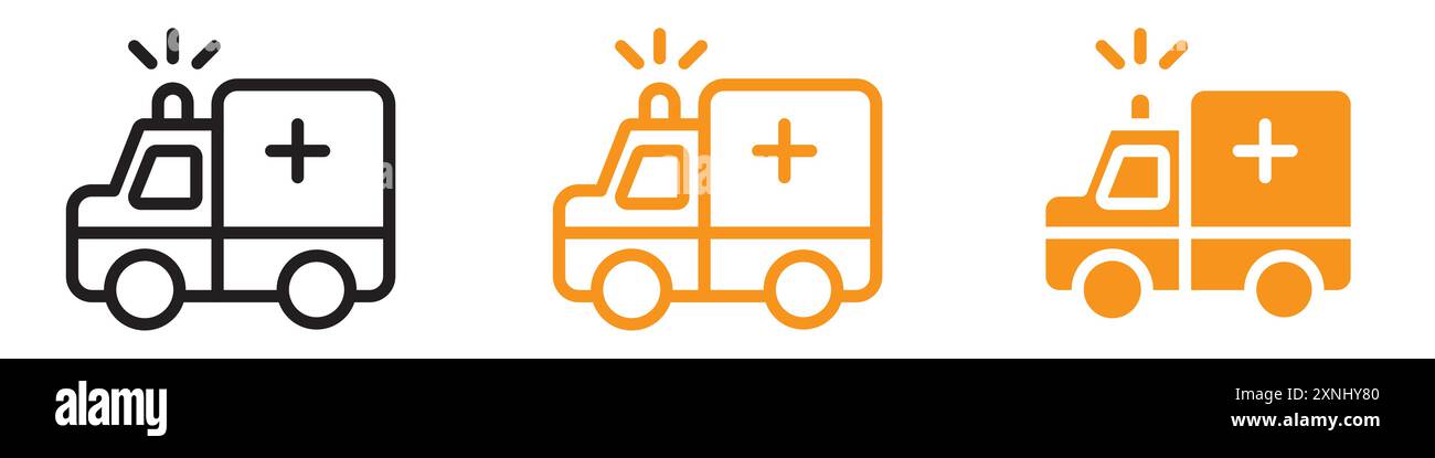 Ambulance icon web design logo set collection in flat vector Stock Vector